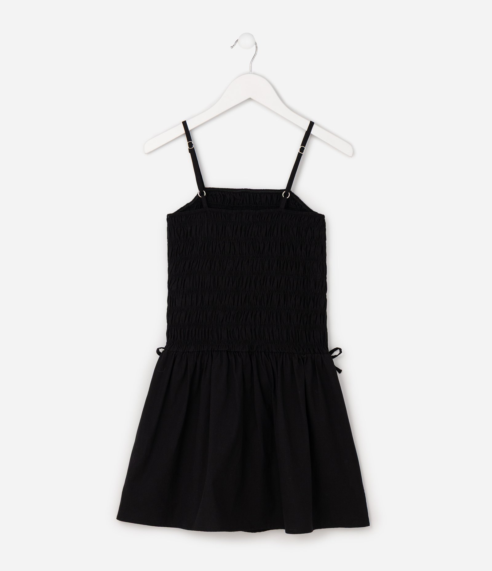 Vestido Infantil em Algodão com Recorte em V e Lastex - Tam 5 a 16 Anos Preto 3