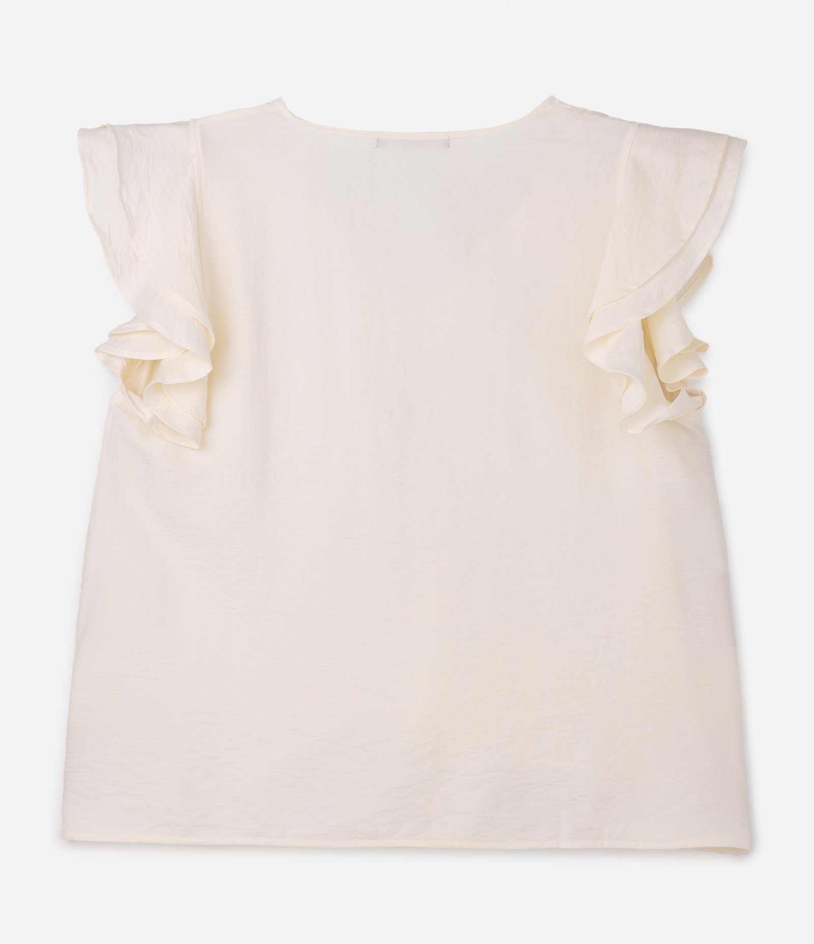 Blusa em Viscose com Babado Godê e Gola V Curve & Plus Size Branco 5