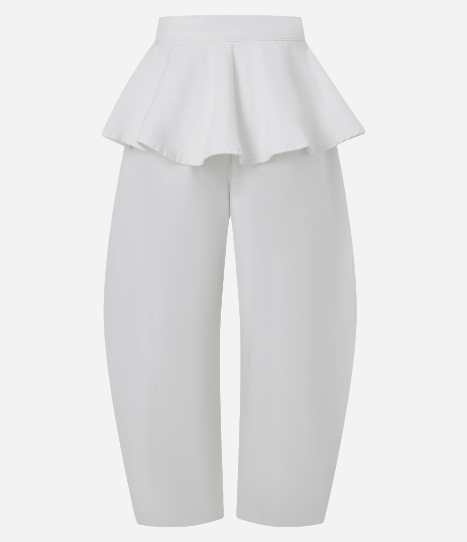 Calça Barrel em Jeans com Cintura Alta e Peplum Branco 6