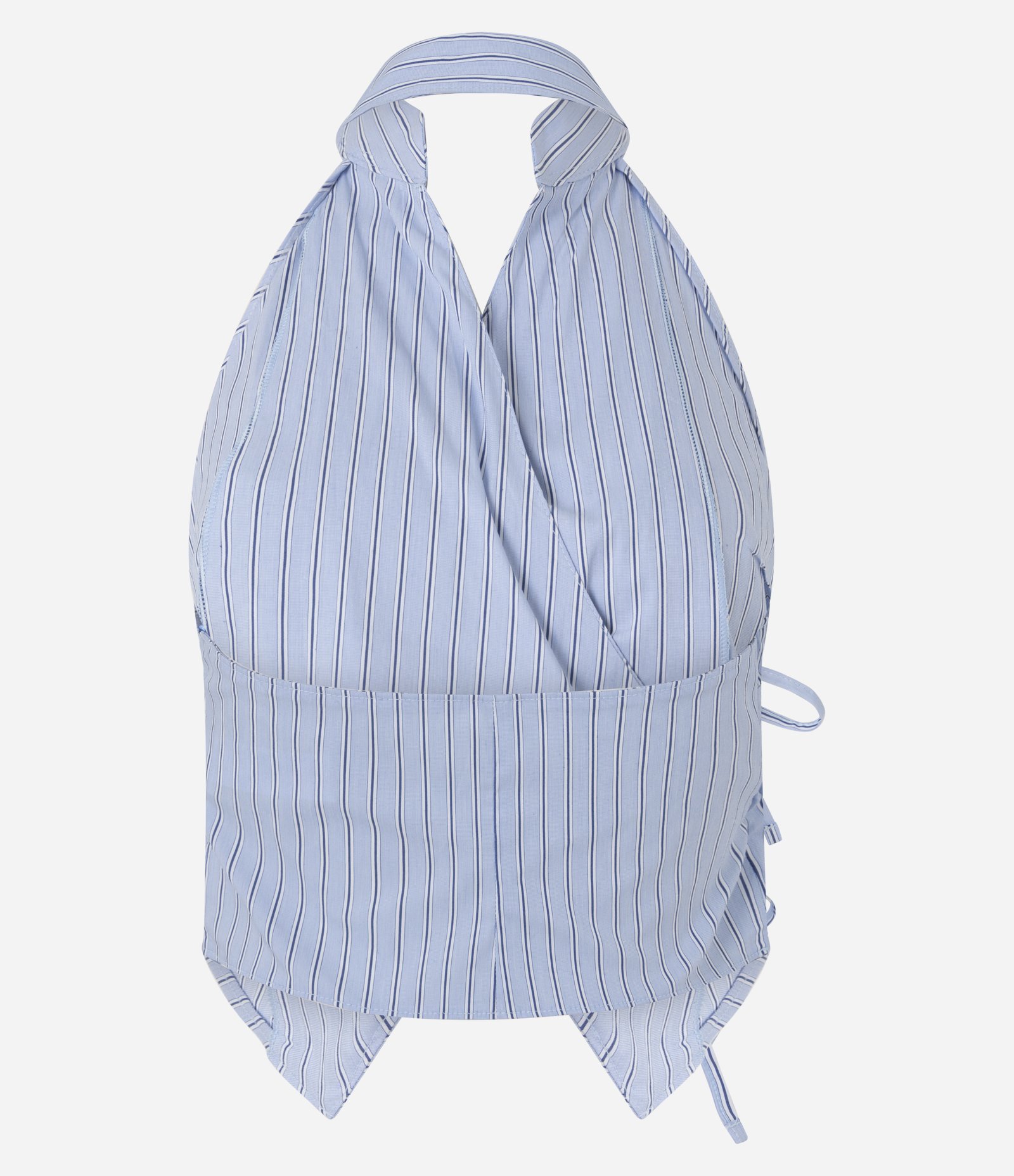Blusa Frente Única em Algodão com Fechos em Nó Duplo Azul 6