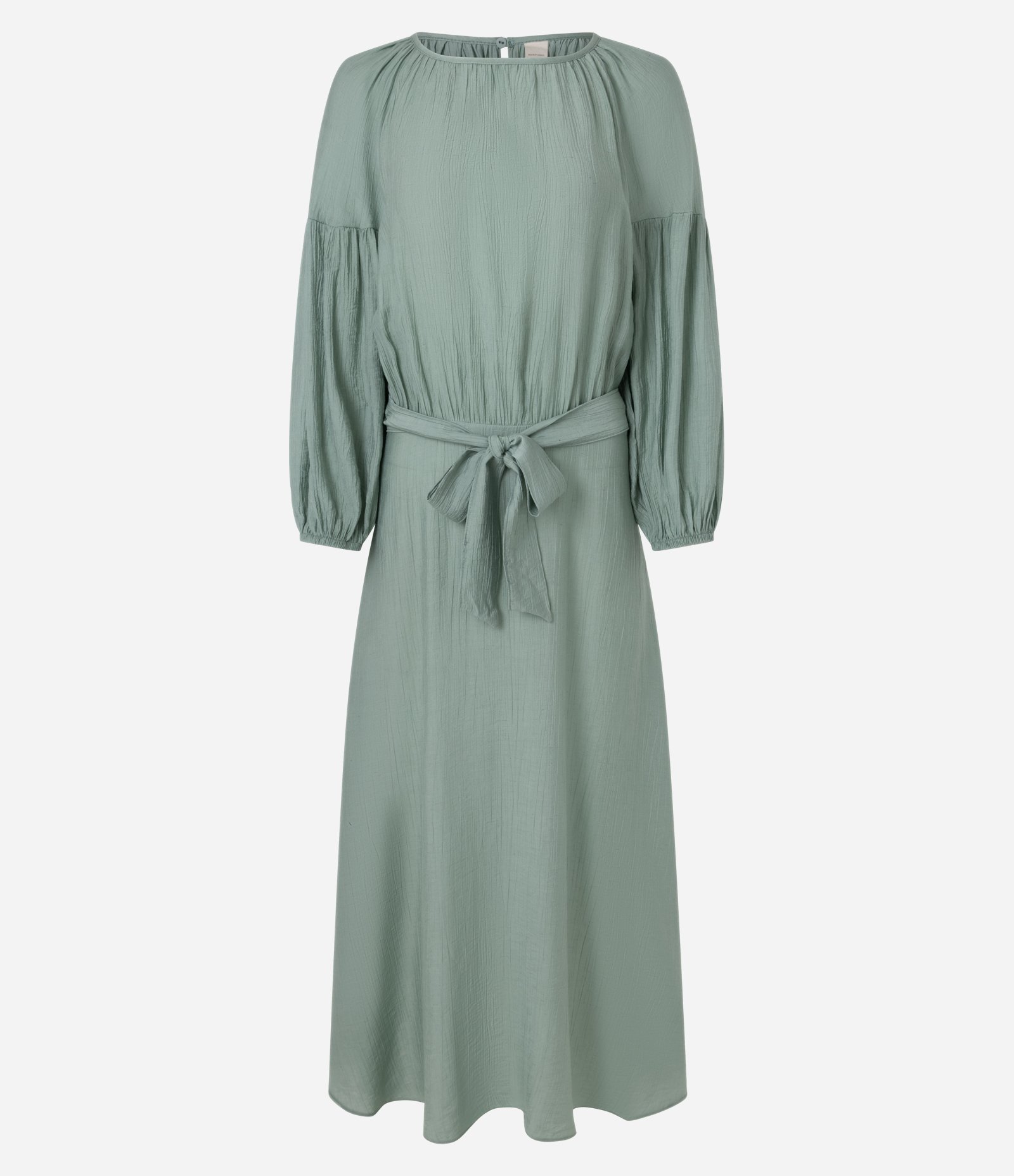 Vestido Midi com Amarração na Cintura e Mangas Longas Verde 5
