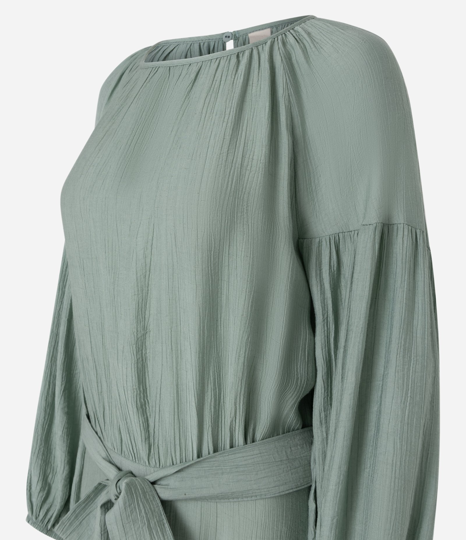 Vestido Midi com Amarração na Cintura e Mangas Longas Verde 6