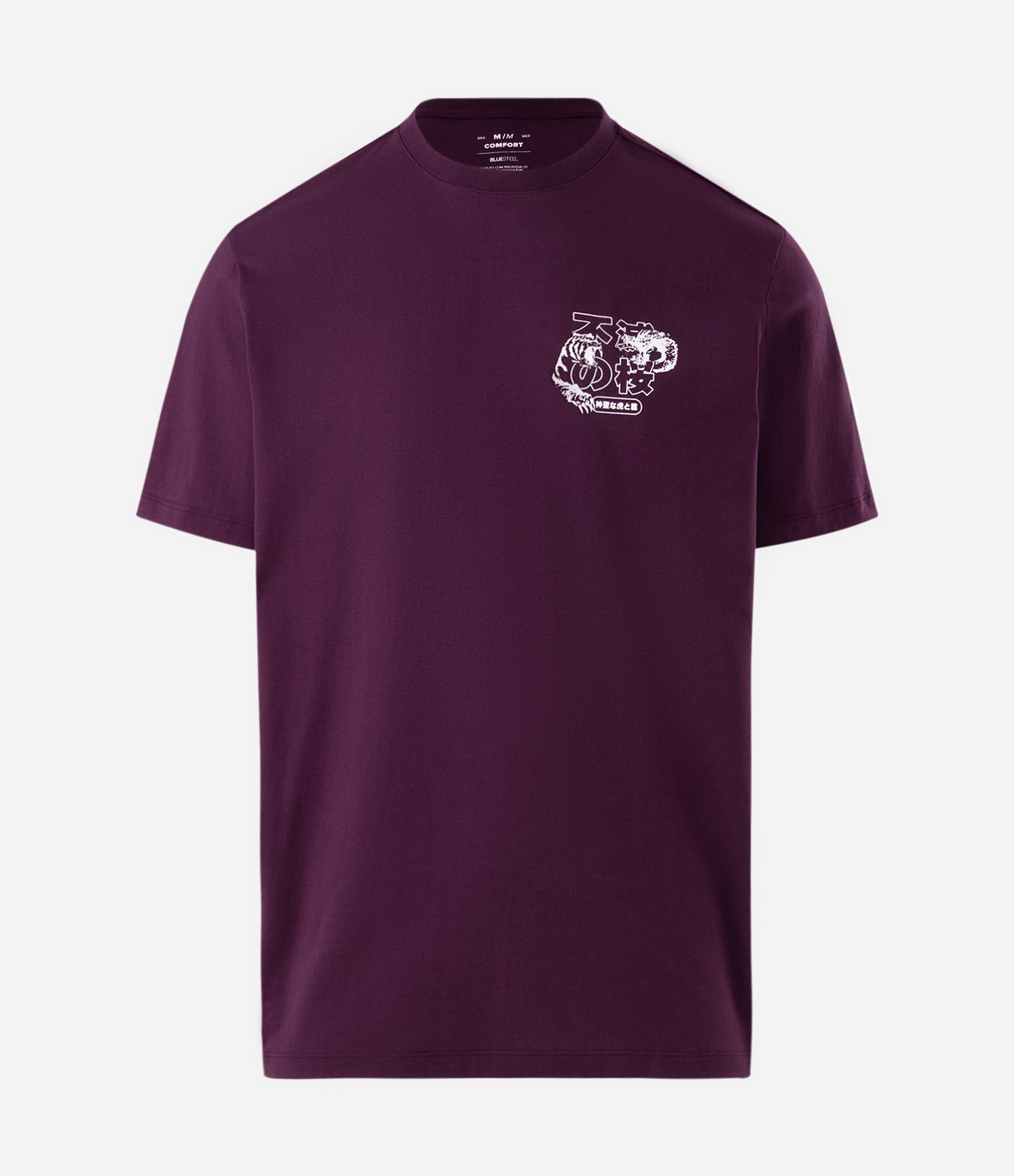 Camiseta Comfort em Algodão e Estampa Tigre e Dragão Roxo 5