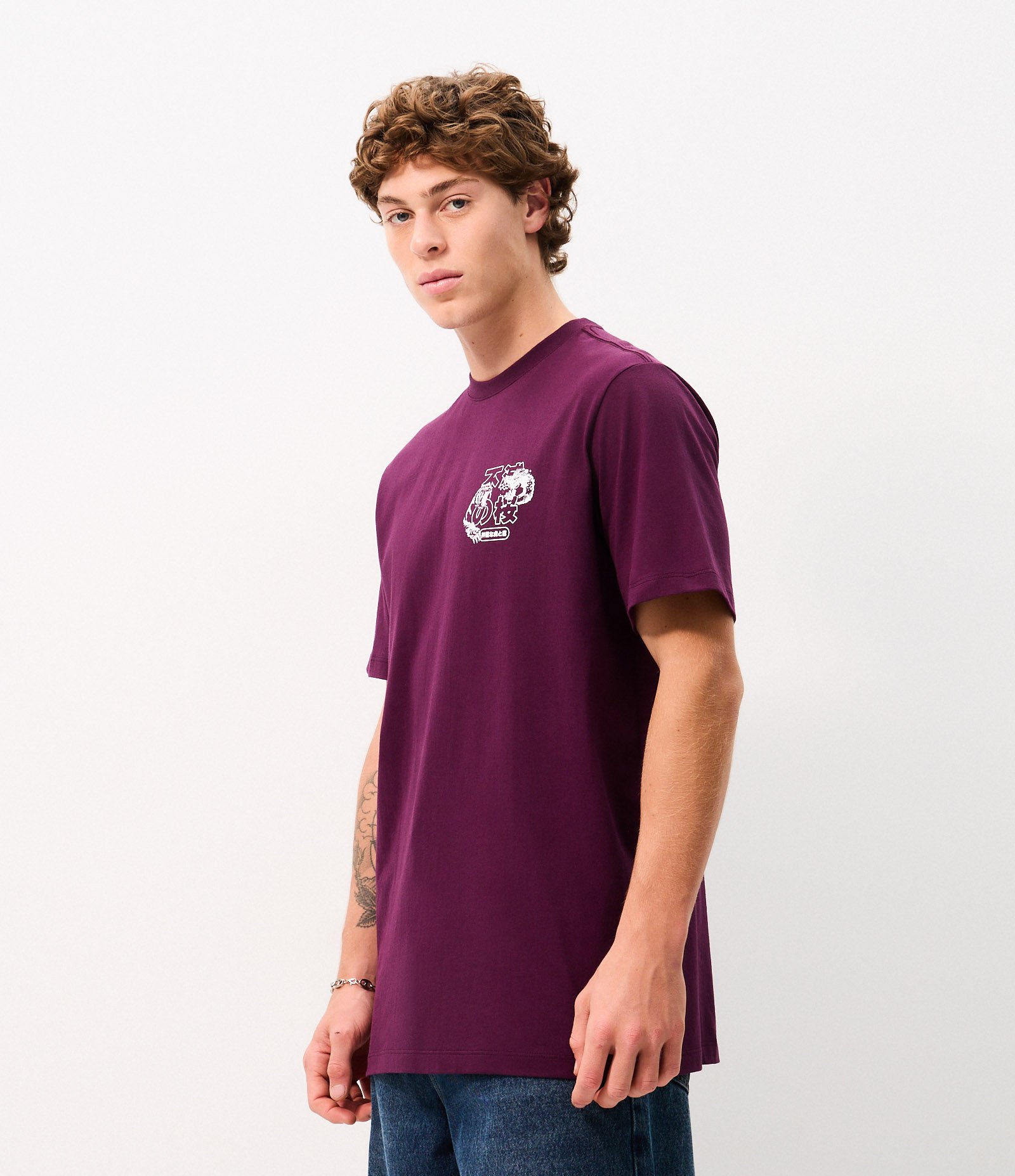 Camiseta Comfort em Algodão e Estampa Tigre e Dragão Roxo 4