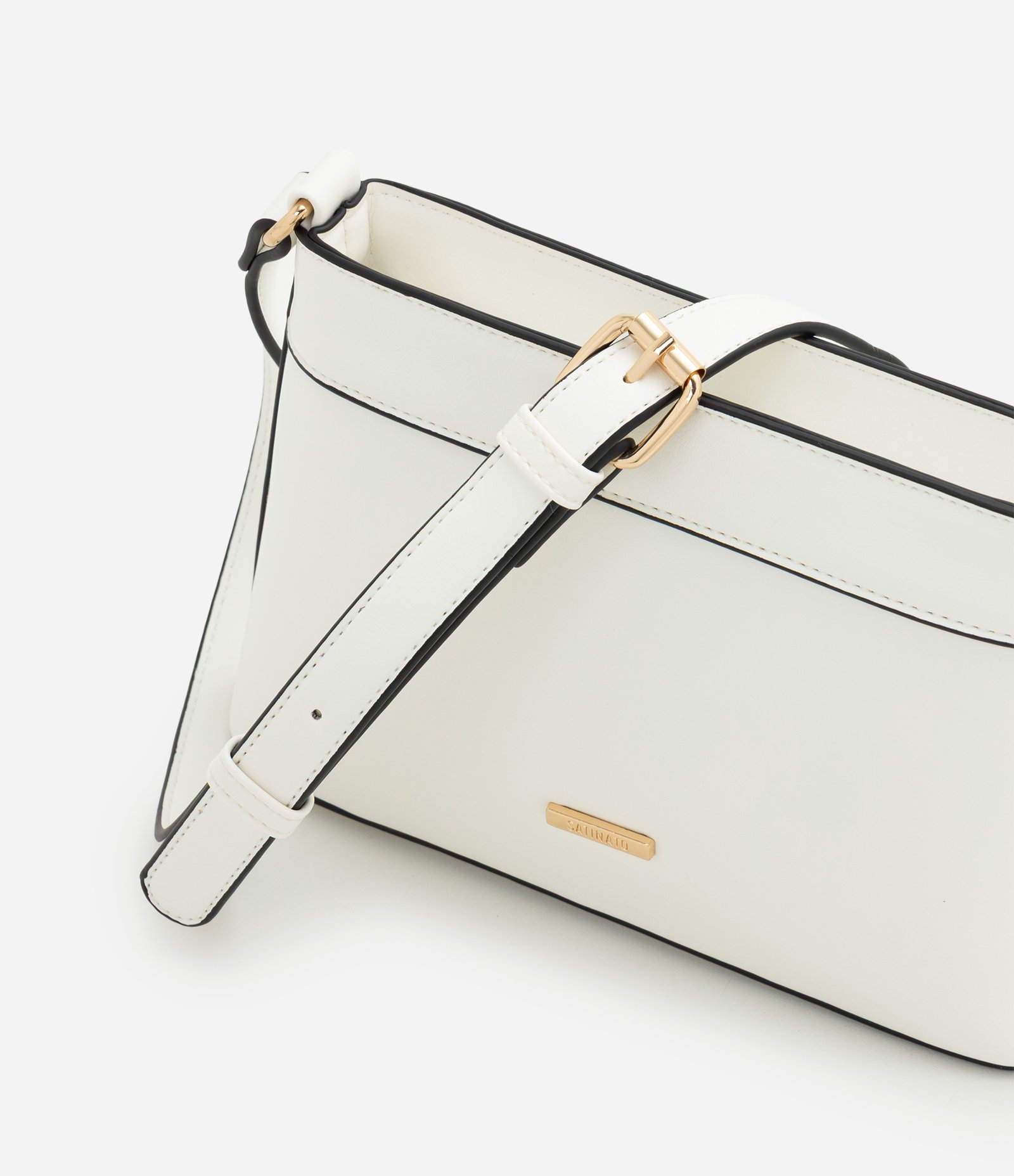 Bolsa Transversal Pequena com Fechamento por Zíper Branco 5