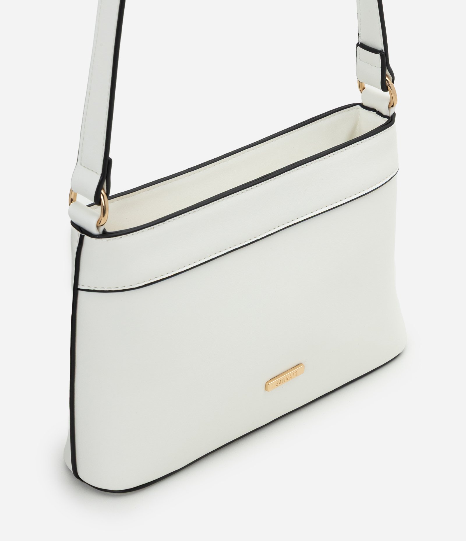 Bolsa Transversal Pequena com Fechamento por Zíper Branco 1