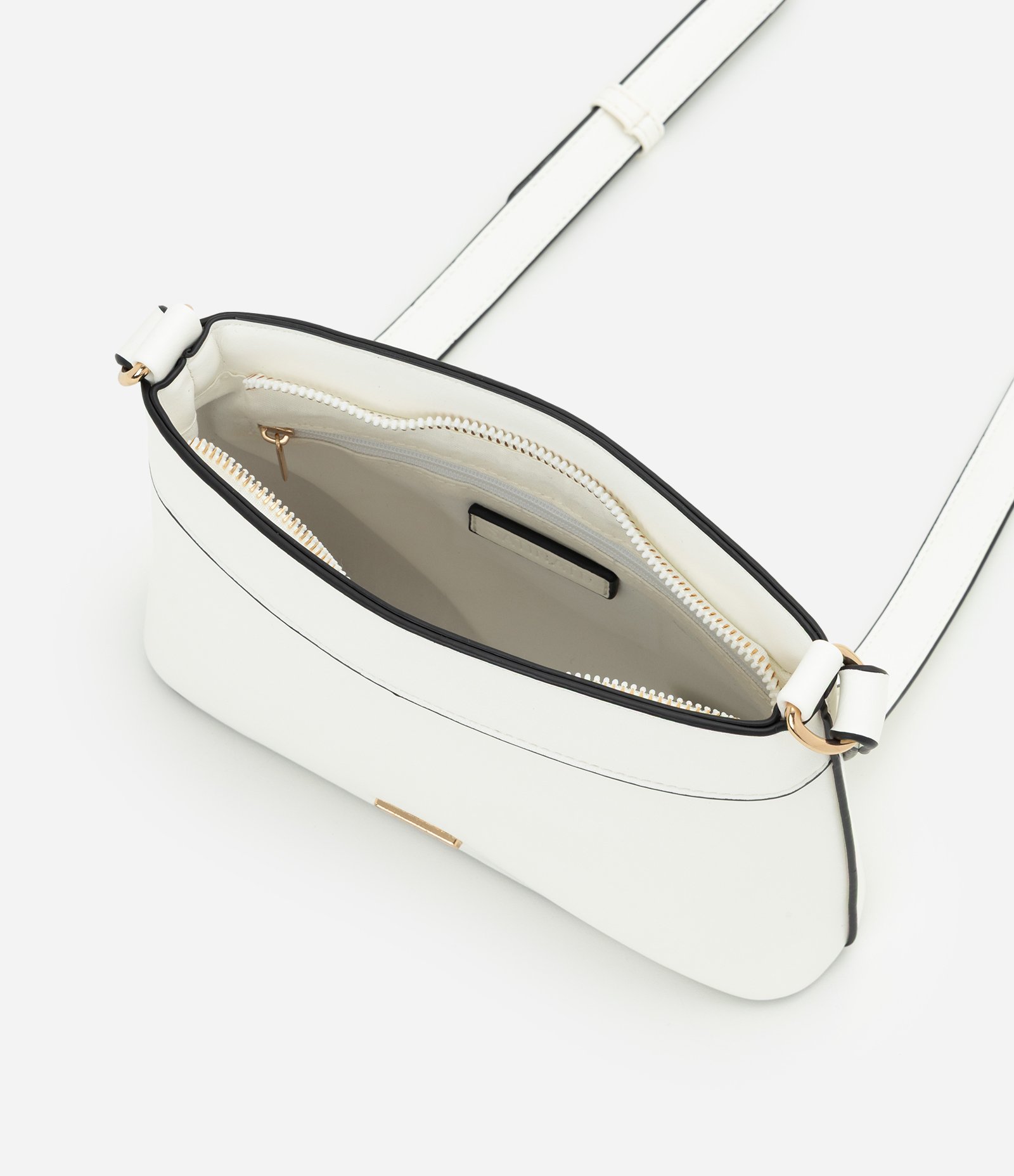 Bolsa Transversal Pequena com Fechamento por Zíper Branco 4