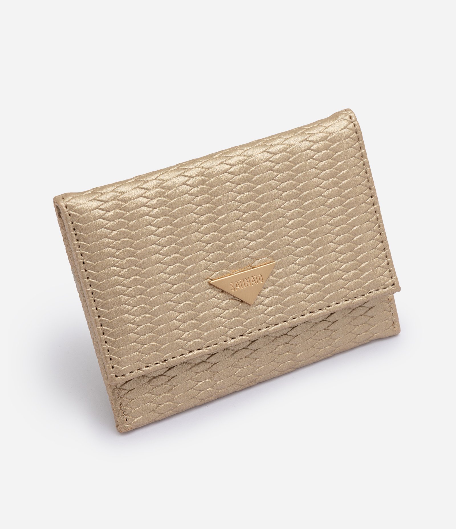 Carteira Envelope em PU Texturizado com Metais Dourado 1