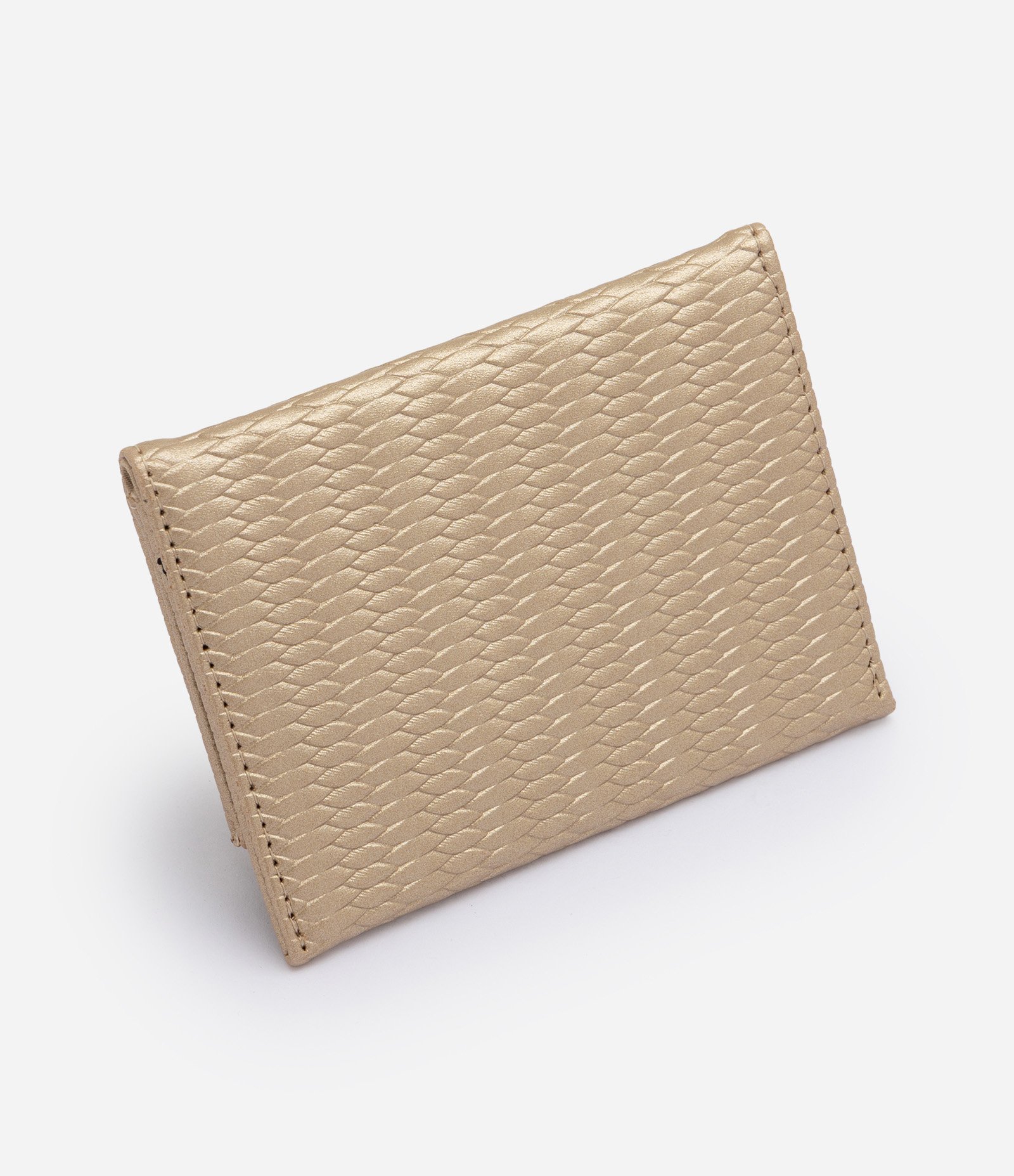Carteira Envelope em PU Texturizado com Metais Dourado 3