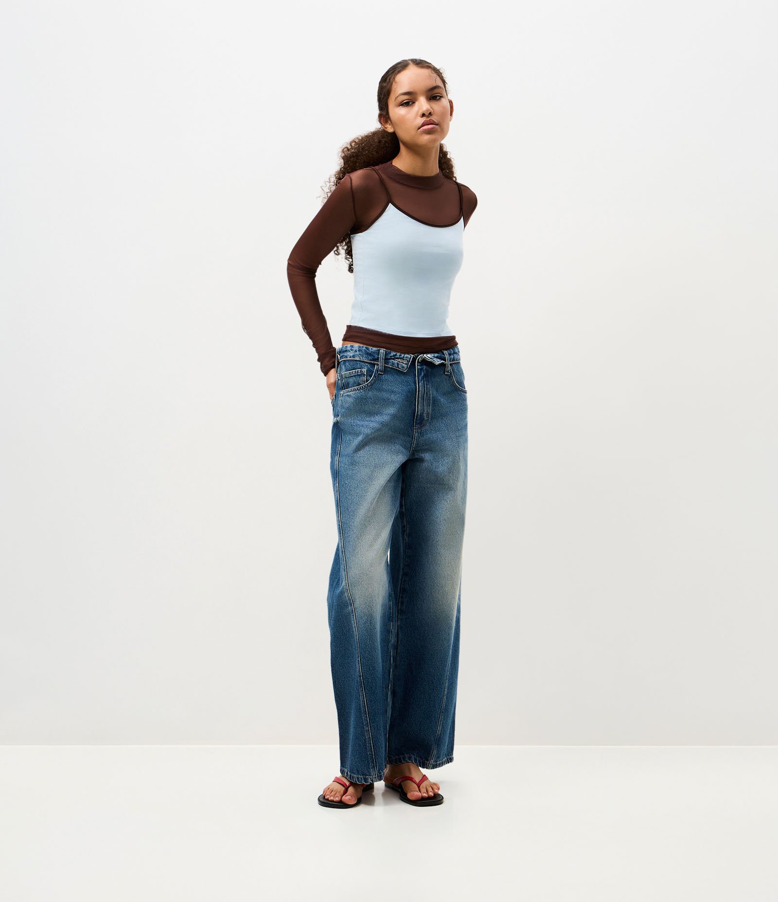 Blusa de Alcinha em Algodão com Detalhes Contrastantes Azul Claro 2