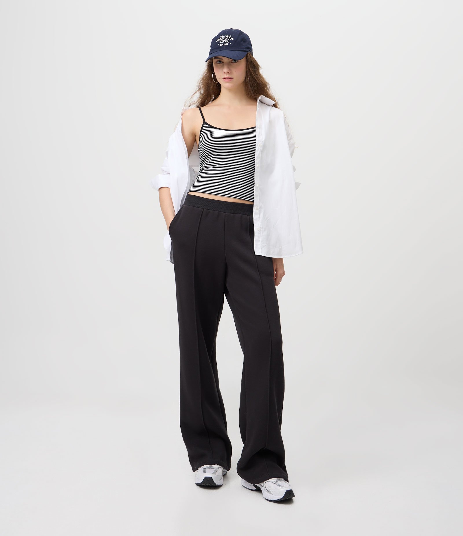Blusa com Alça Fina e Listras Contrastantes Branco 2