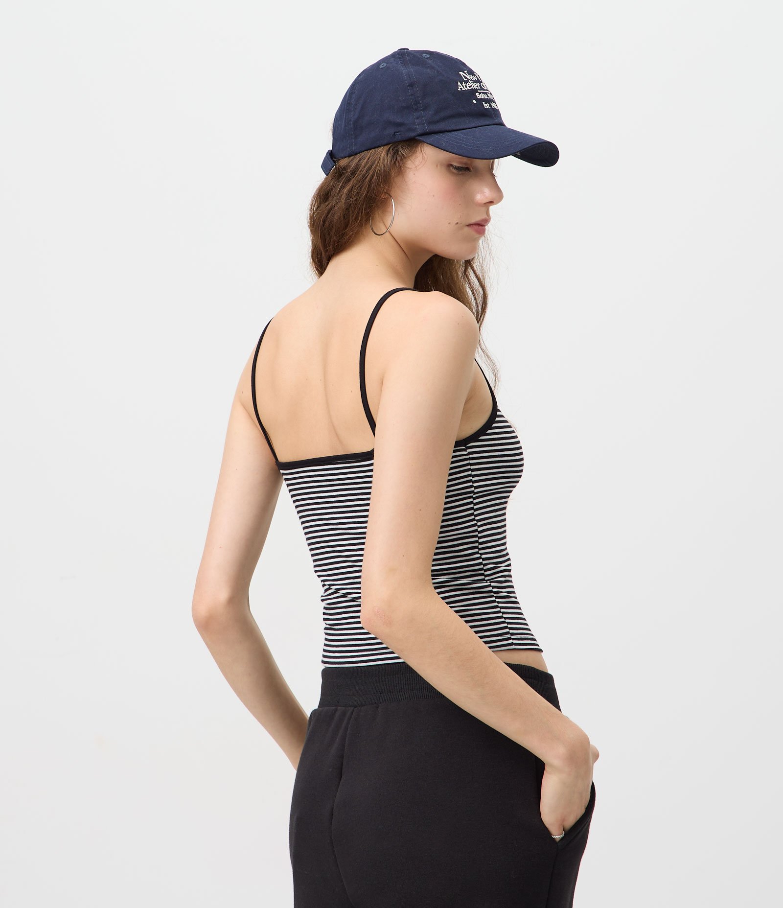 Blusa com Alça Fina e Listras Contrastantes Branco 4