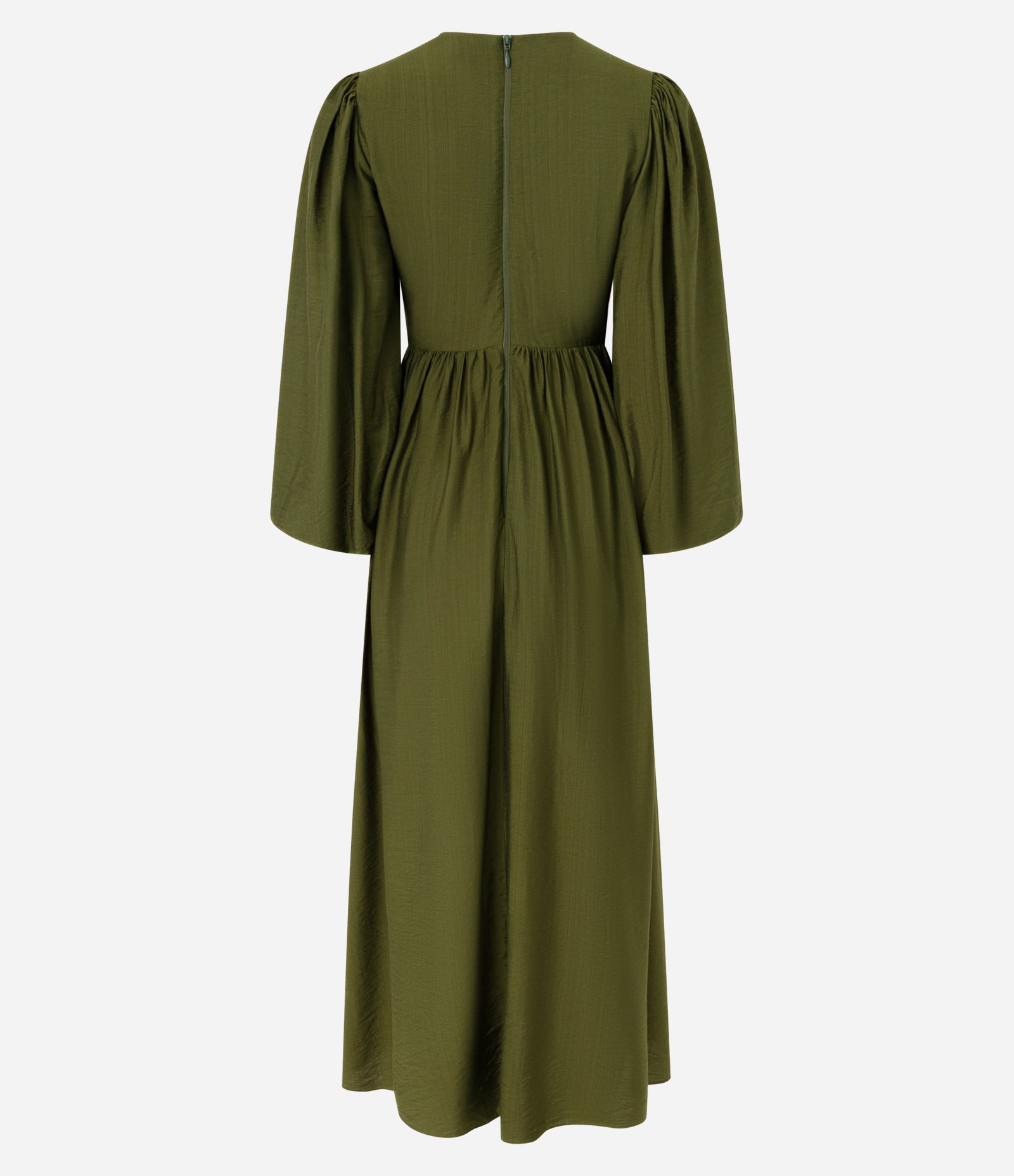 Vestido Midi em Viscose com Fivela no Busto e Manga Bufante Verde 2