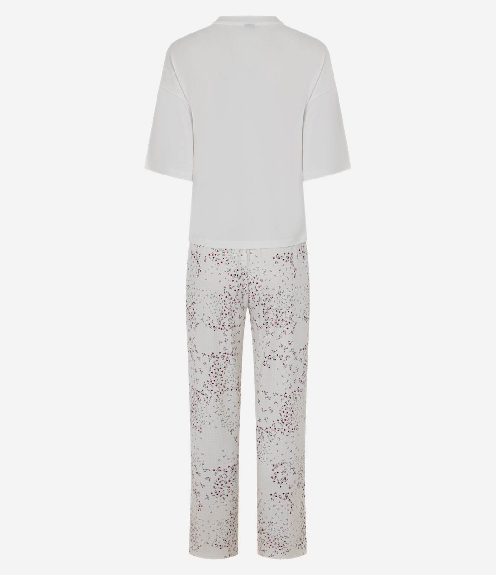 Pijama Longo em Peach Touch com Estampa de Corações Branco 6