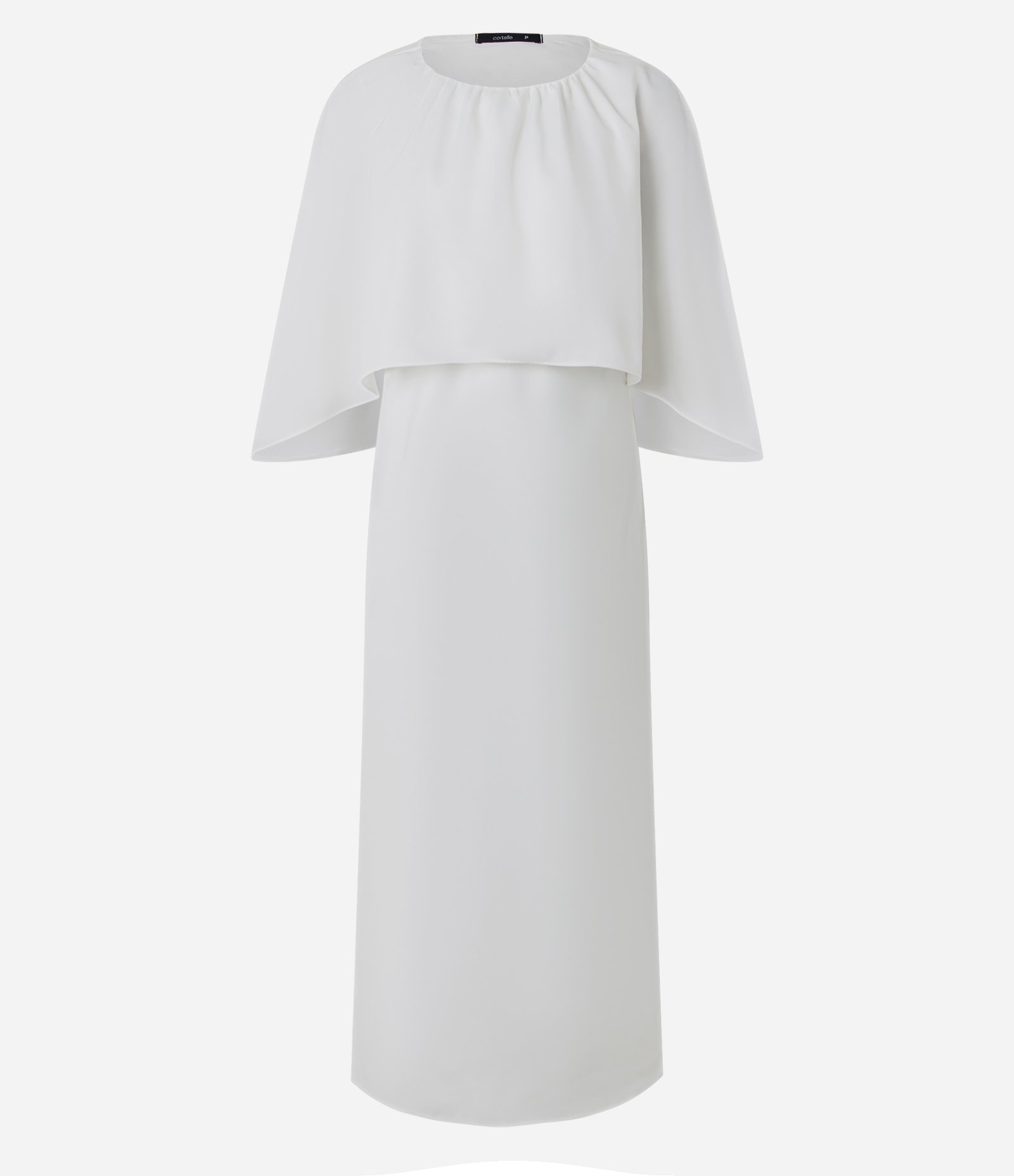 Vestido Midi Acetinado com Capa Sobreposta Branco 5