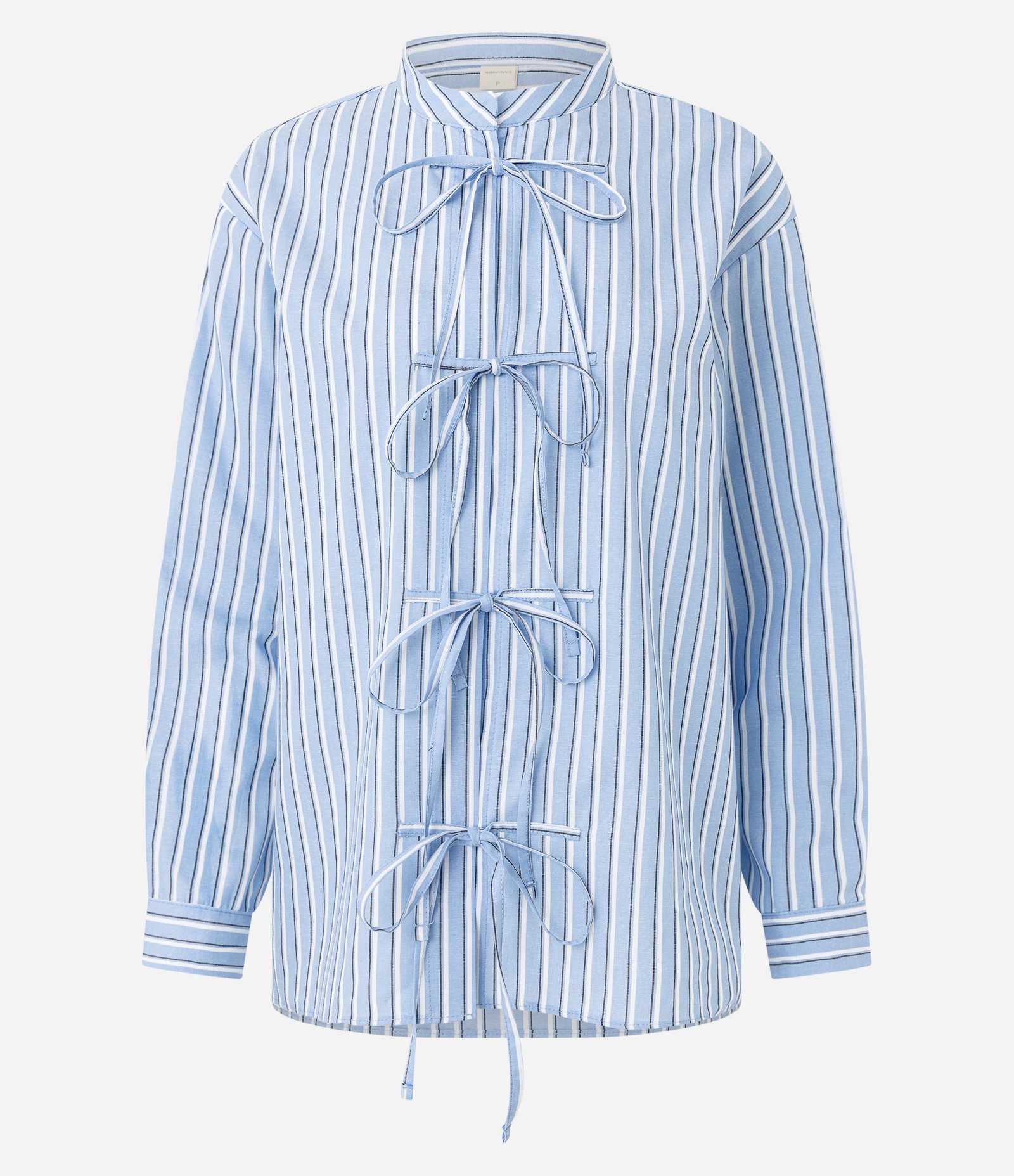 Camisa em Tricoline com Estampa Listrada Azul 5