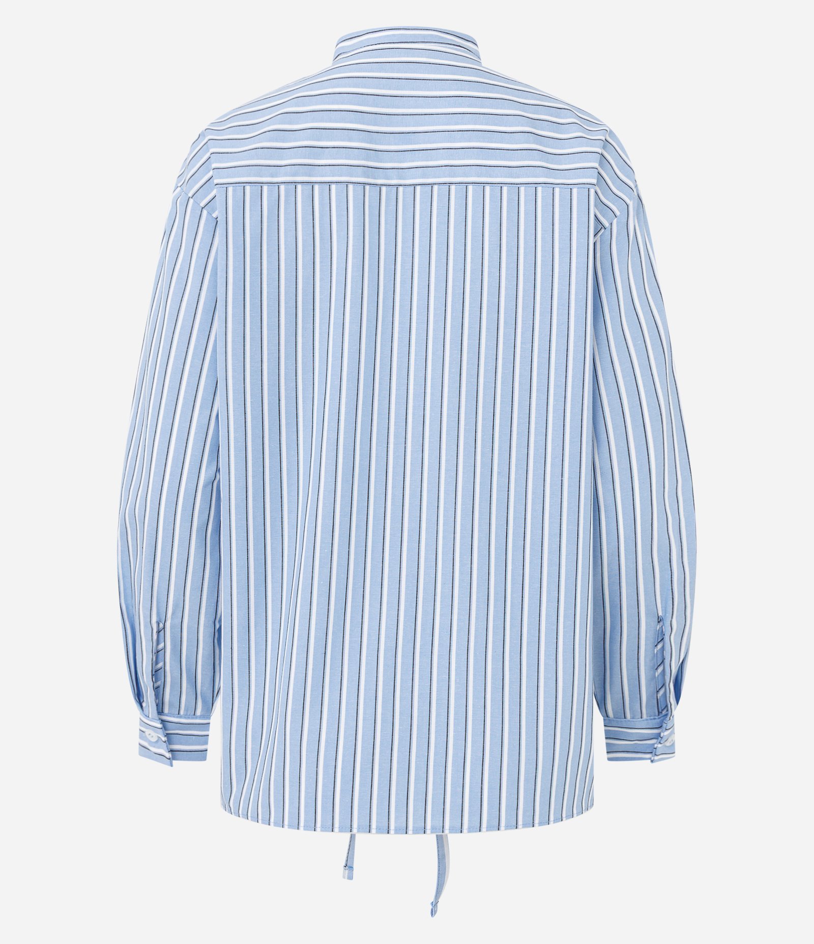 Camisa em Tricoline com Estampa Listrada Azul 6