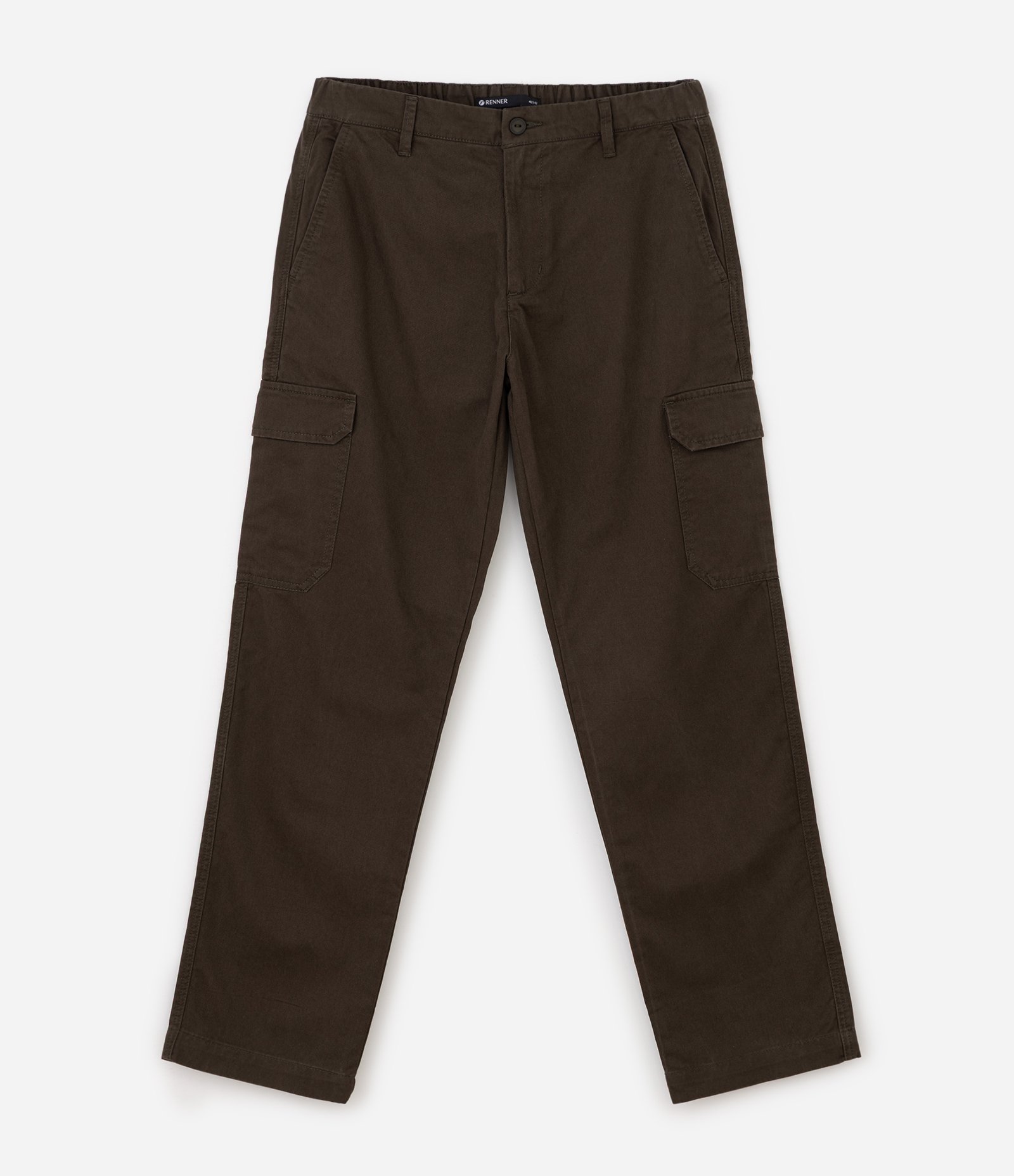 Calça Reta Sarja Cargo com Lapela Verde 7