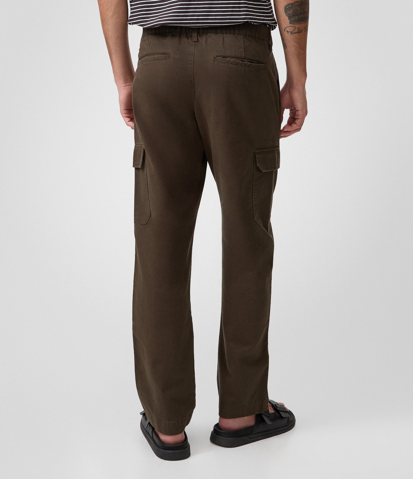 Calça Reta Sarja Cargo com Lapela Verde 3
