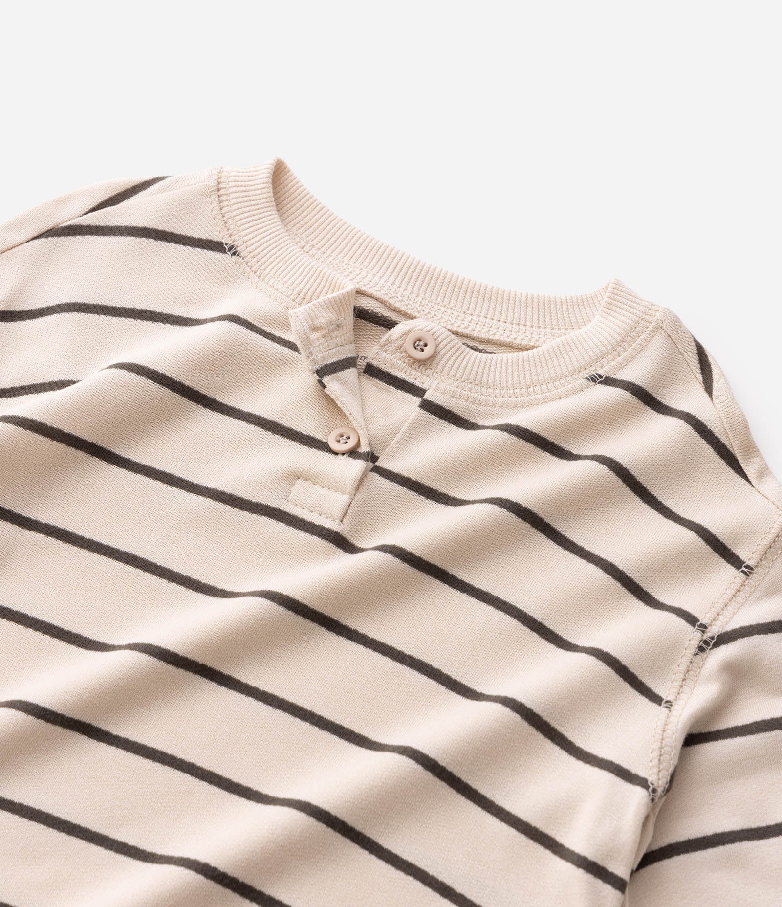 Camiseta em Viscose Listrada com Botões - Tam 1 a 6 Anos Bege 5