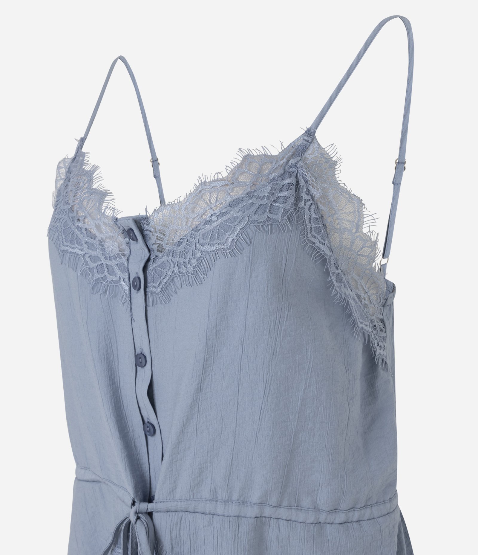 Blusa de Alcinha com Renda Texturizada e Amarração Frontal Azul 2