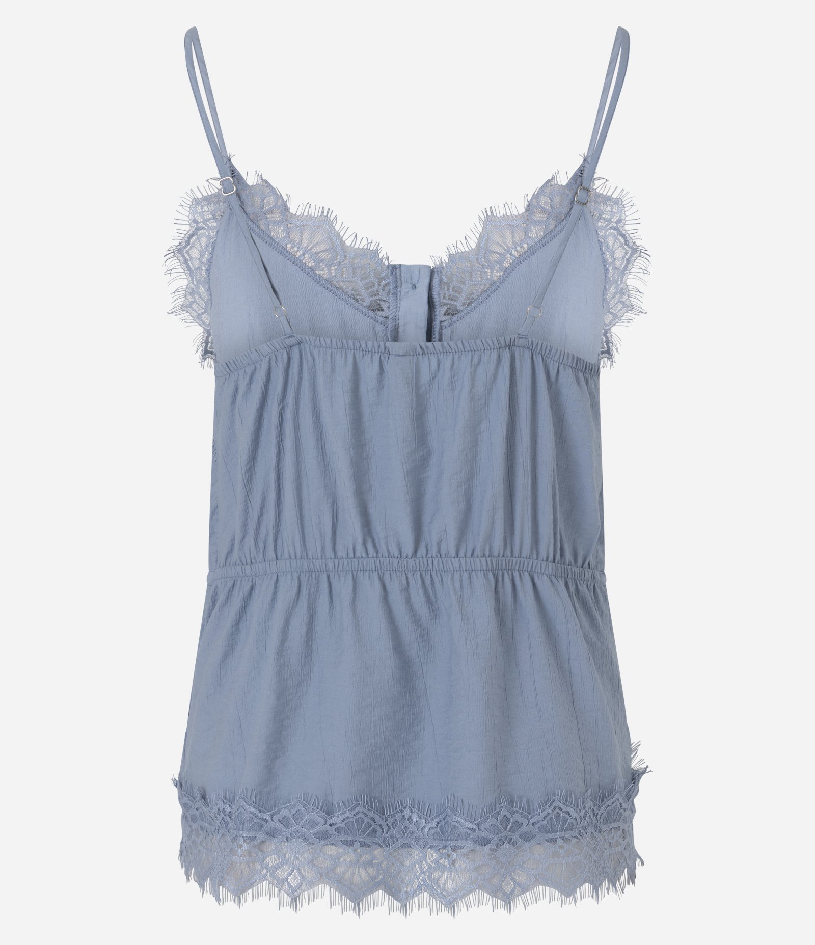 Blusa de Alcinha com Renda Texturizada e Amarração Frontal Azul 3