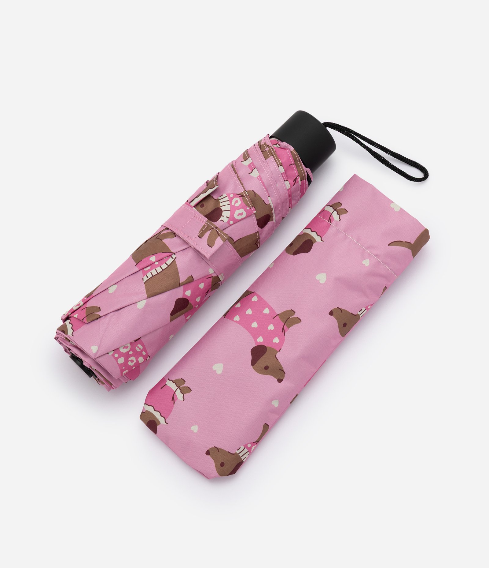 Sombrinha com Proteção UV e Estampa de Cachorros Rosa 3