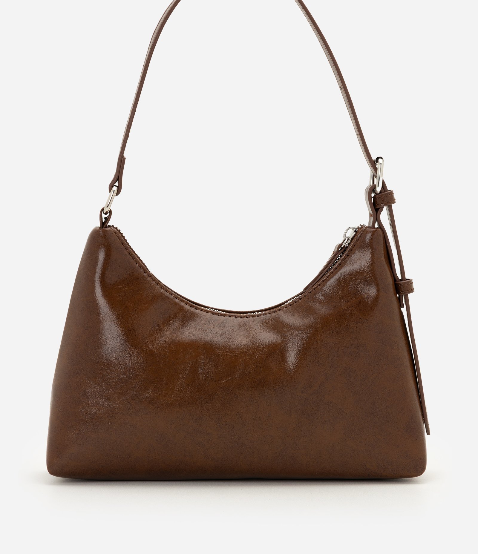 Bolsa Baguete Pequena em PU com Ajuste de Alça Marrom 3