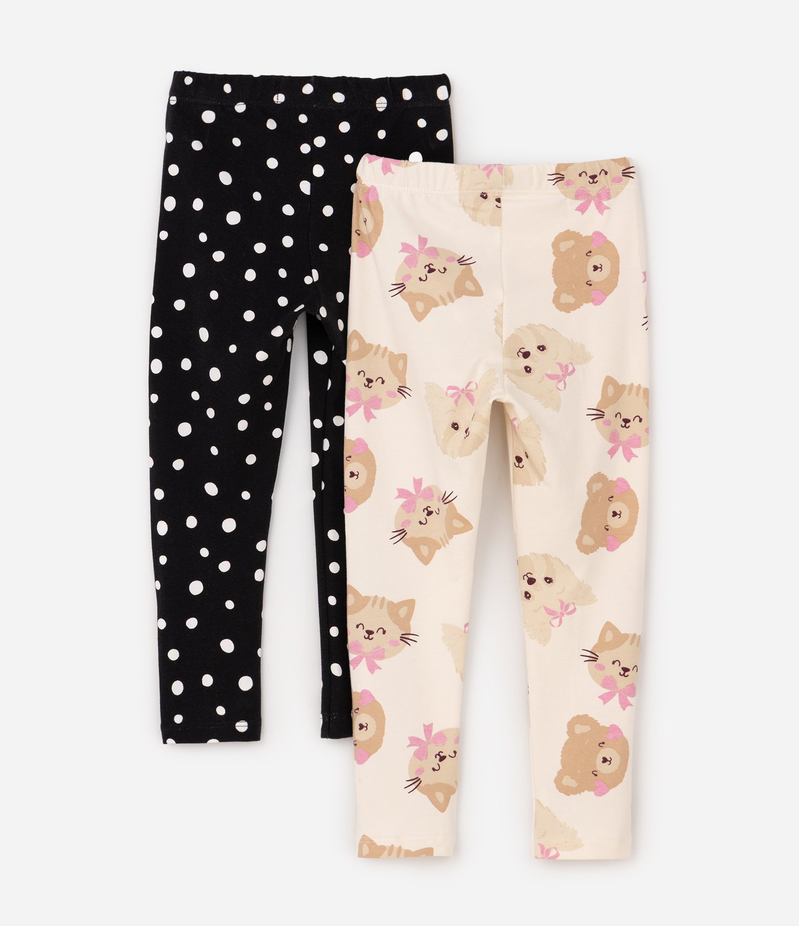 Kit 2 Peças de Calça Legging em Cotton Estampadas - Tam 1 a 6 Anos Preto 4