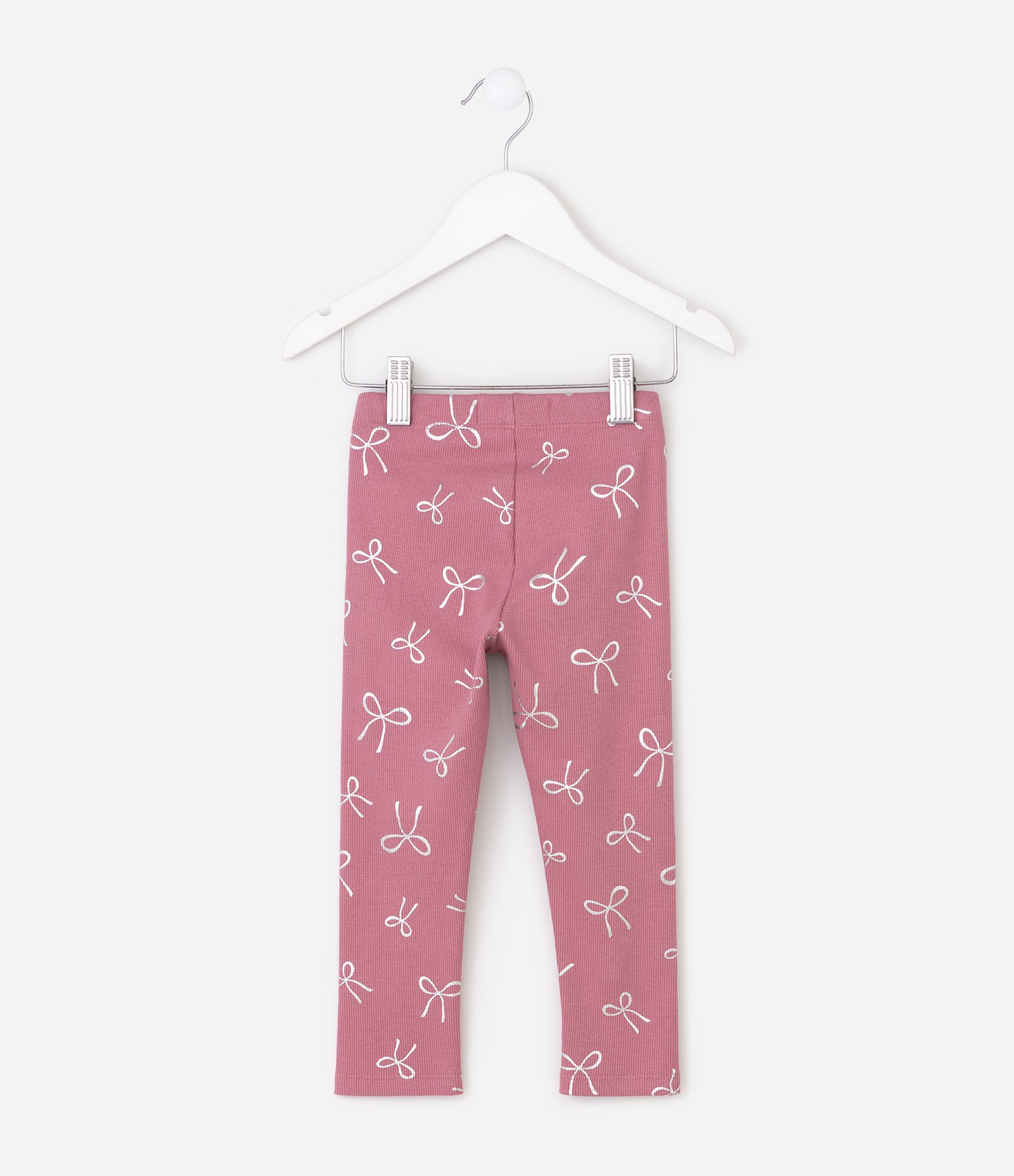 Calça Legging em Ribana com Estampa Laçinhos - Tam 1 a 6 Anos Rosa 2
