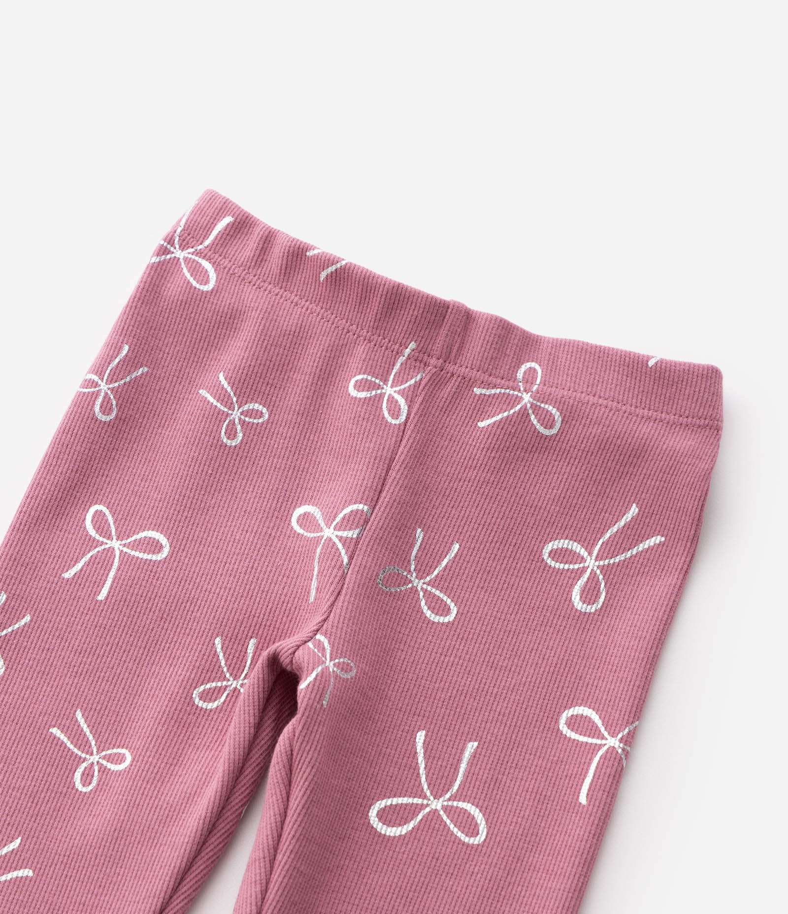 Calça Legging em Ribana com Estampa Laçinhos - Tam 1 a 6 Anos Rosa 4