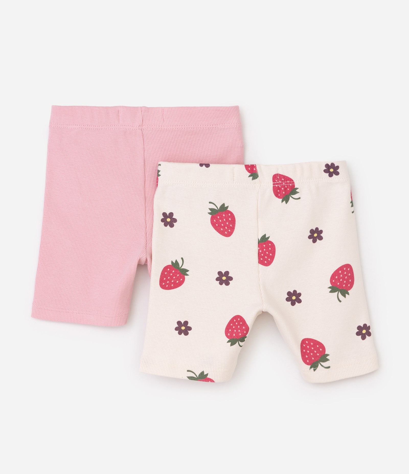 Kit 2 Peças de Bermuda Ciclista Infantil em Ribana - Tam 1 a 6 Anos Rosa 2