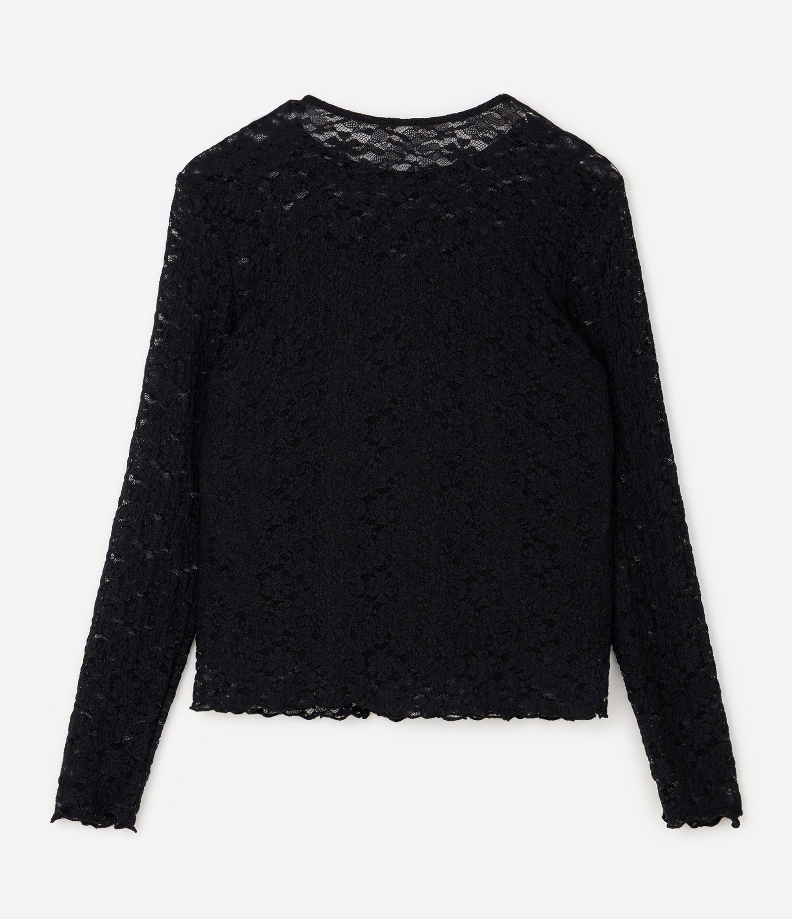 Blusa de Renda Floral Manga Longa Curve & Plus Size Preto 2