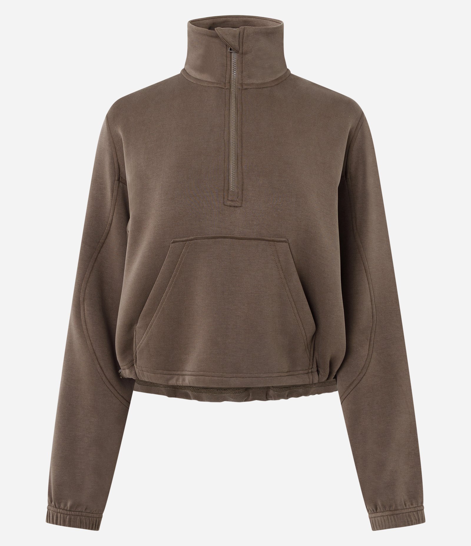 Blusa em Modal com Gola Alta e Bolso Canguru Marrom 5