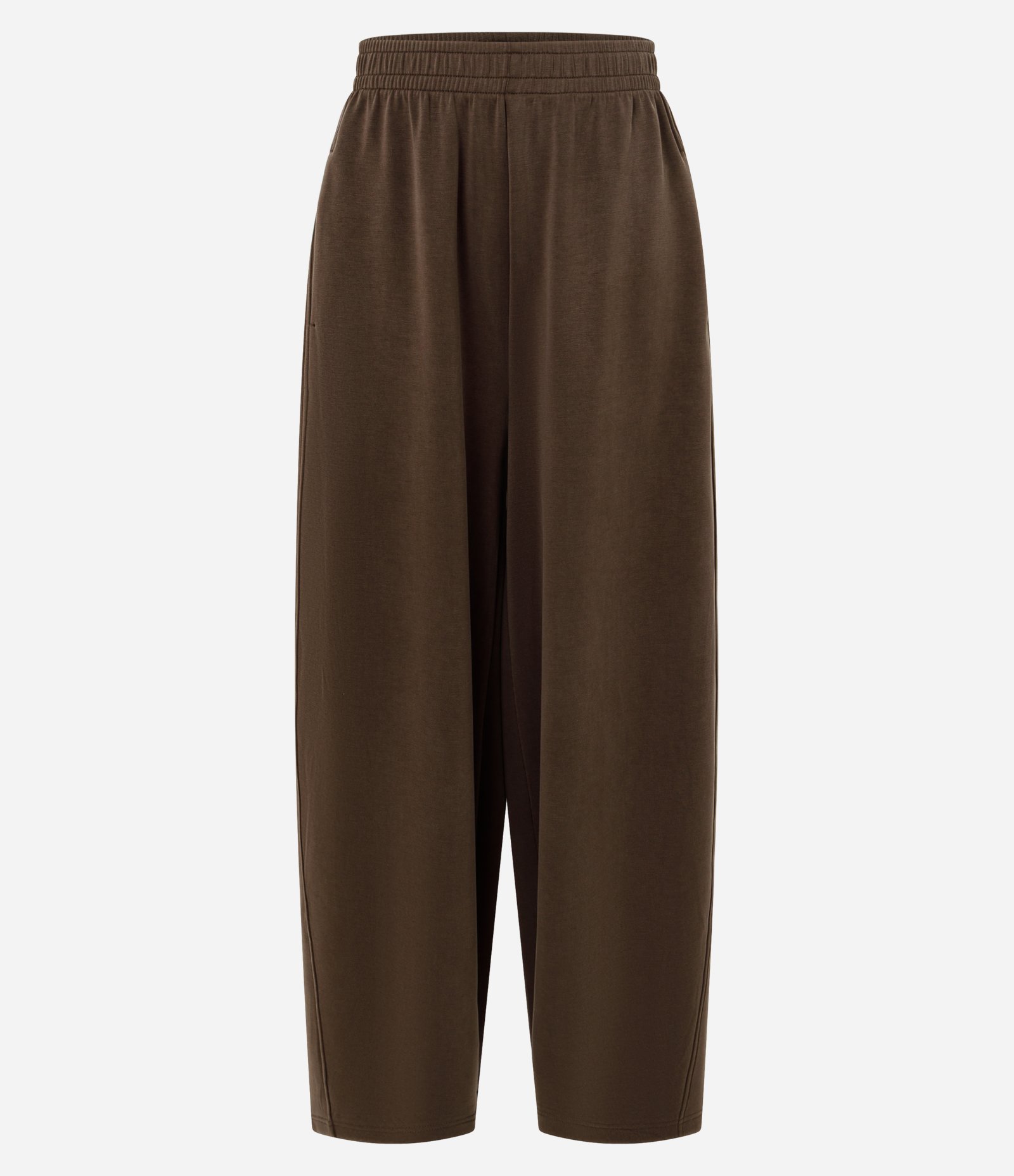 Calça Barrel Modal com Cós Elástico Marrom 5