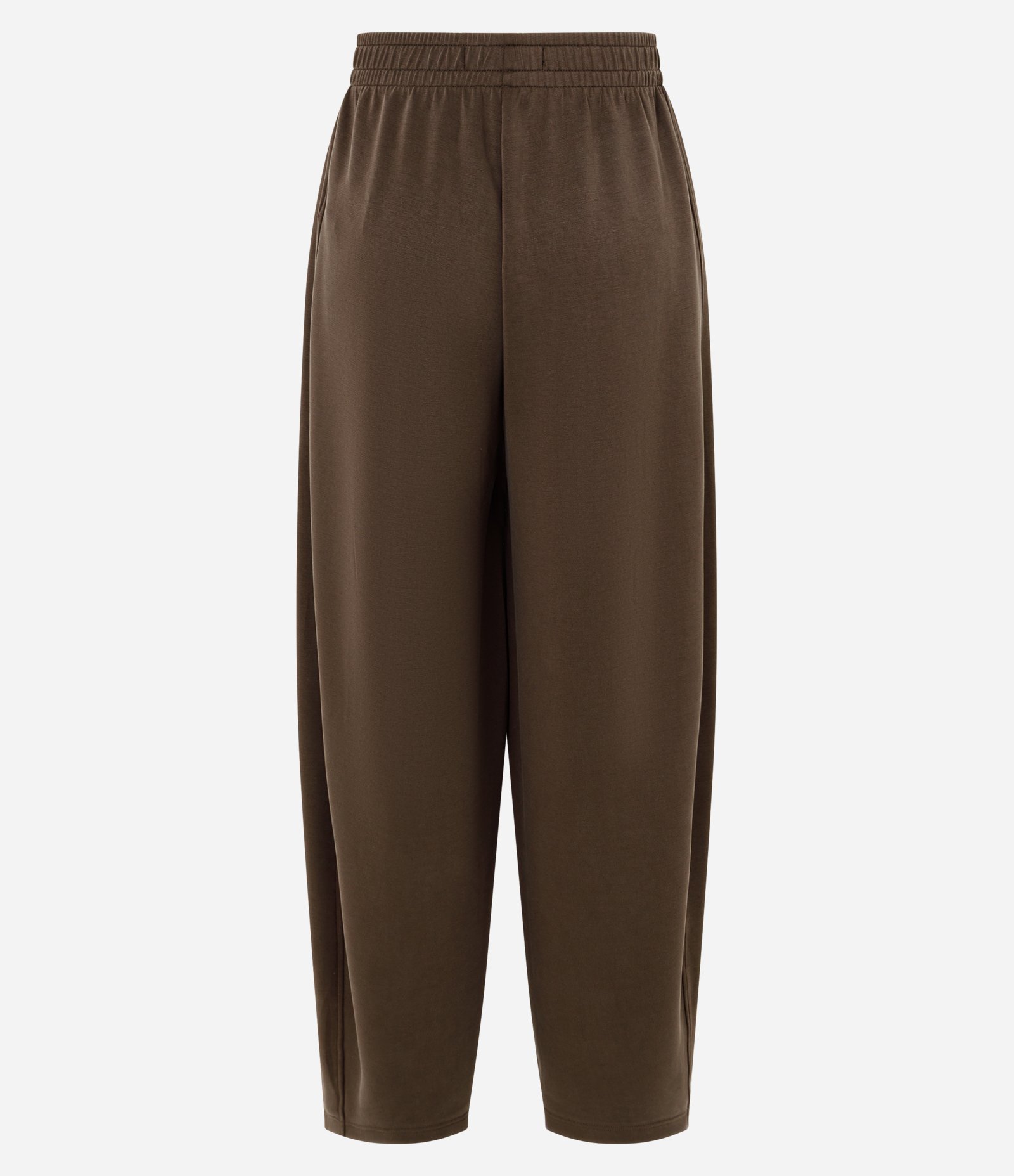 Calça Barrel Modal com Cós Elástico Marrom 6