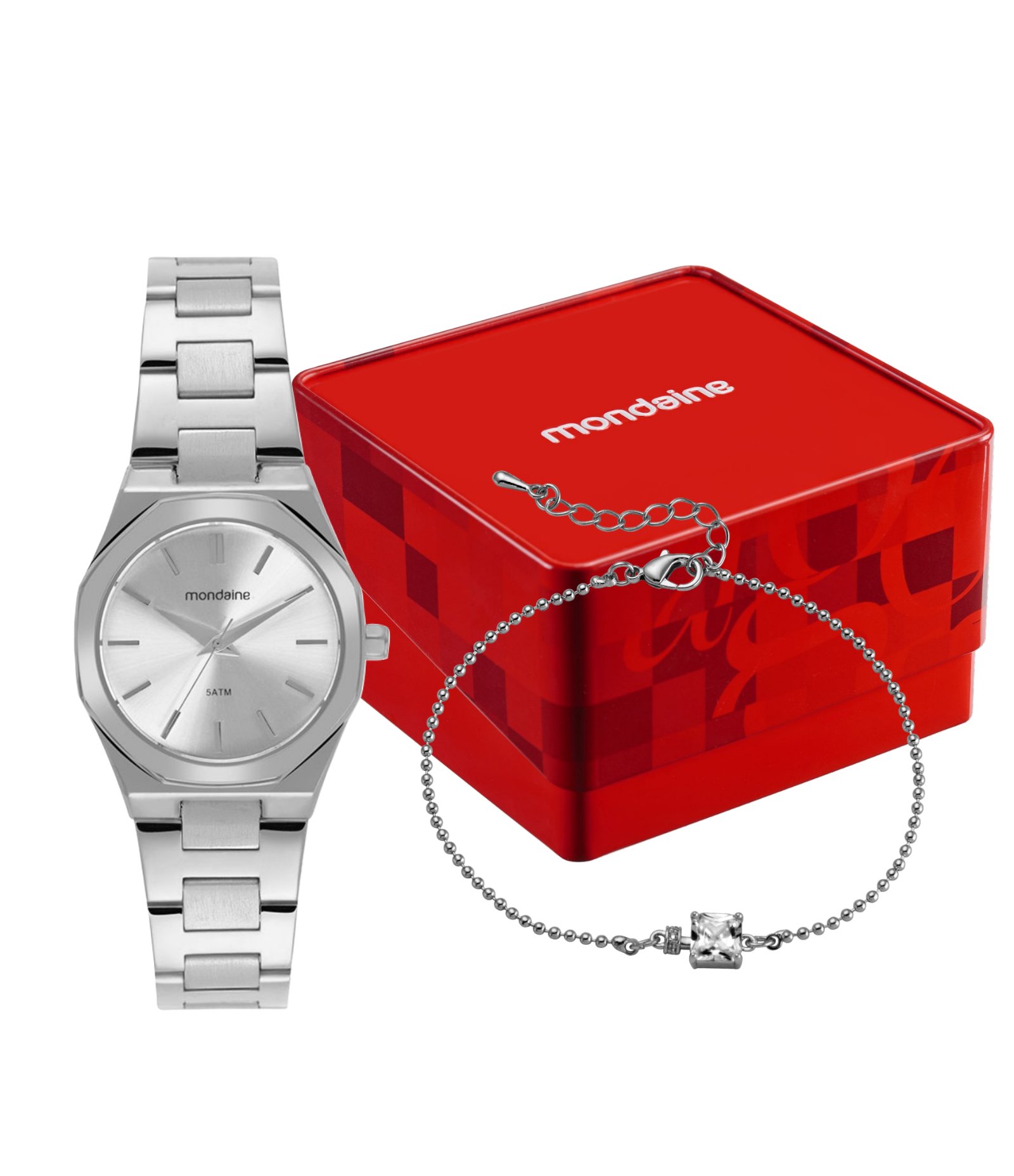 Kit Relógio Analógico Mondaine em Aço 33008L0MVNE2KA Prata 1