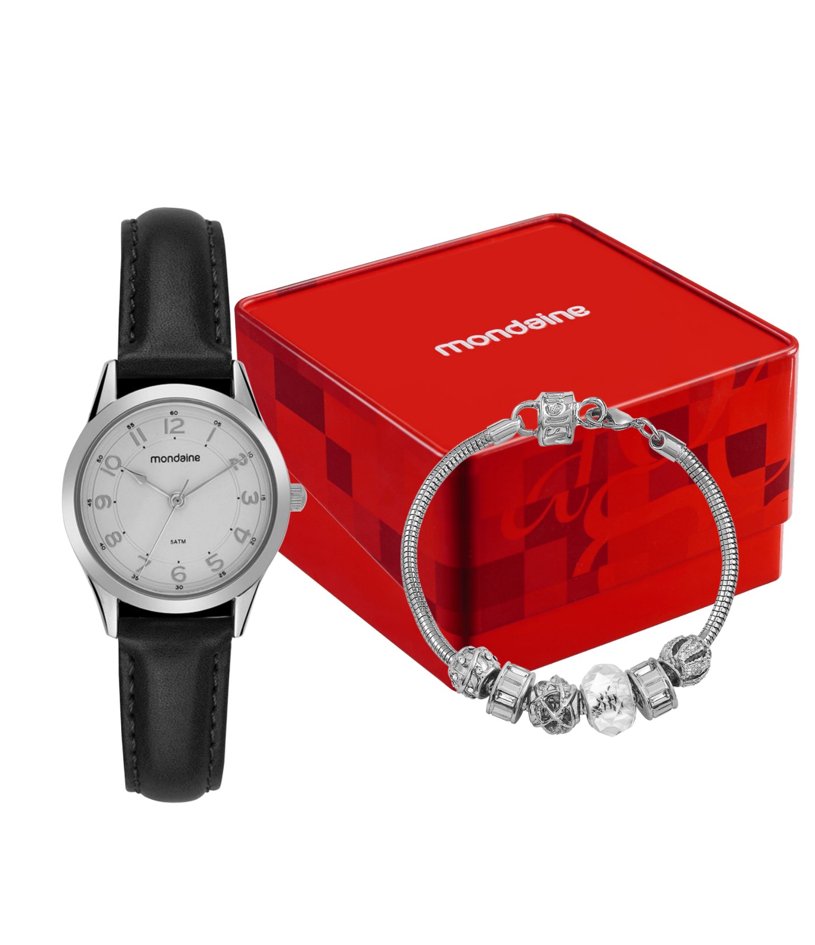 Kit Relógio Analógico Mondaine em Couro 33005L0MVNH2KA Preto 1