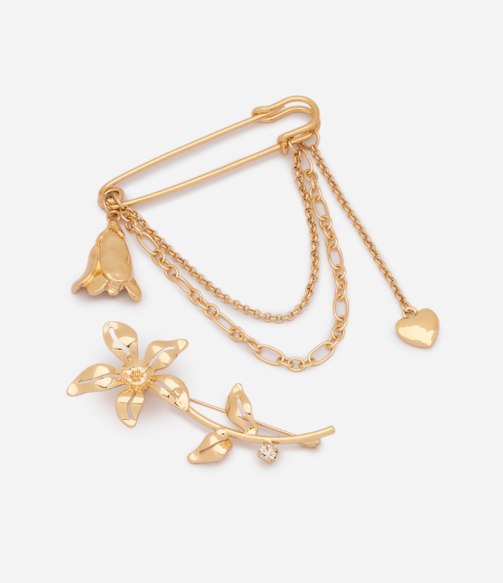 Kit 02 Broches em Metal com Formato de Flor Dourado 1