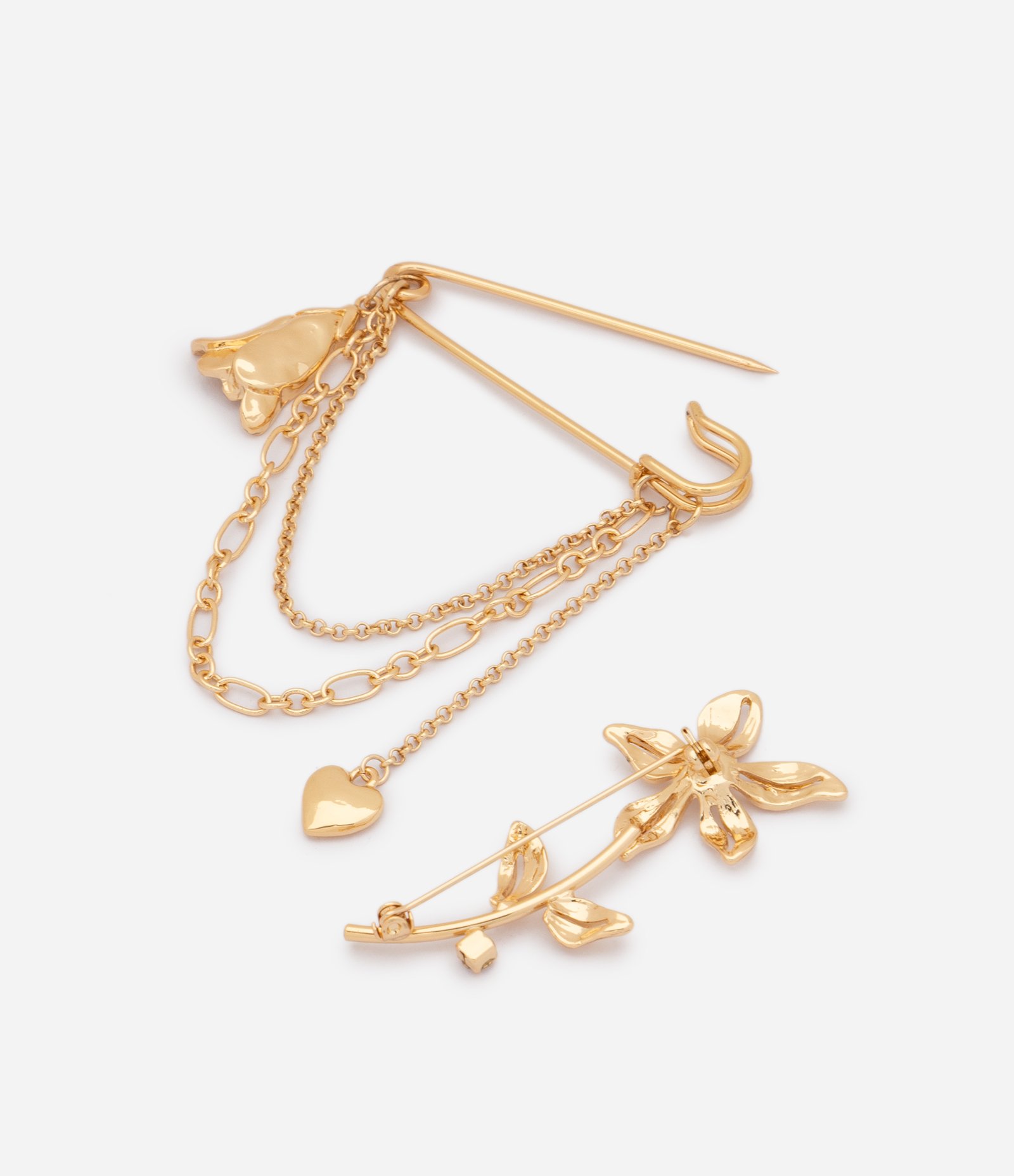 Kit 02 Broches em Metal com Formato de Flor Dourado 2