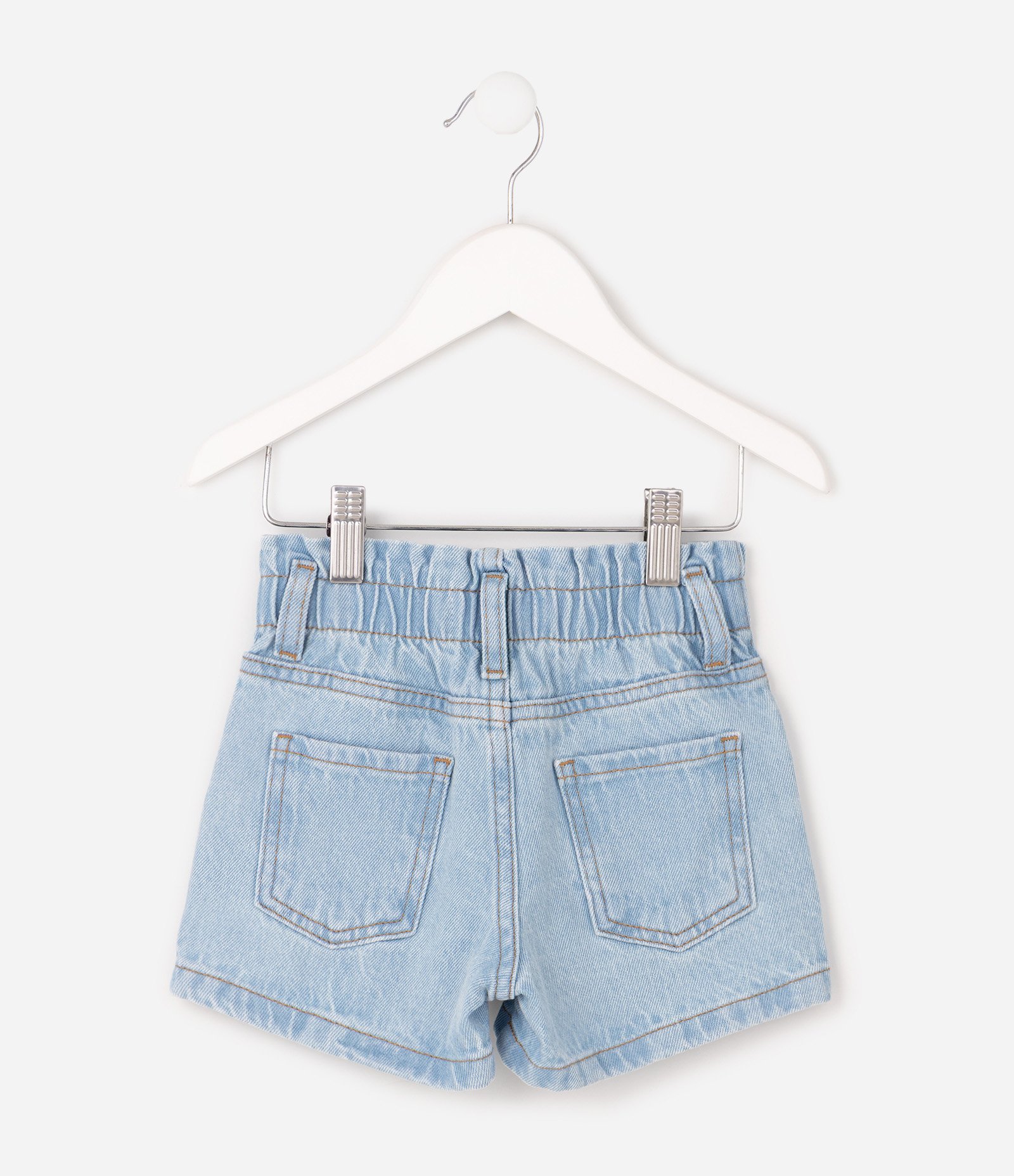 Shorts Jeans Infantil Com Bordadinhos Tropical -Tam 1 a 6 Anos Azul Médio 3