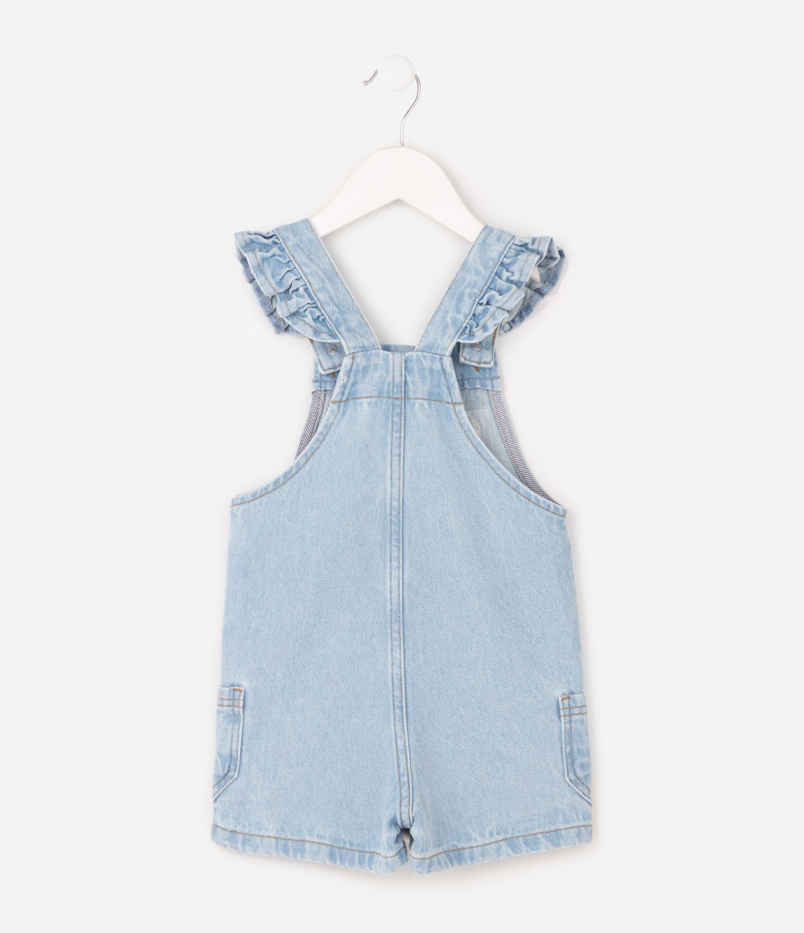 Macacão Jeans Infantil Com Mini Bordadinhos Tropical - Tam 1 a 6 Anos Azul 3