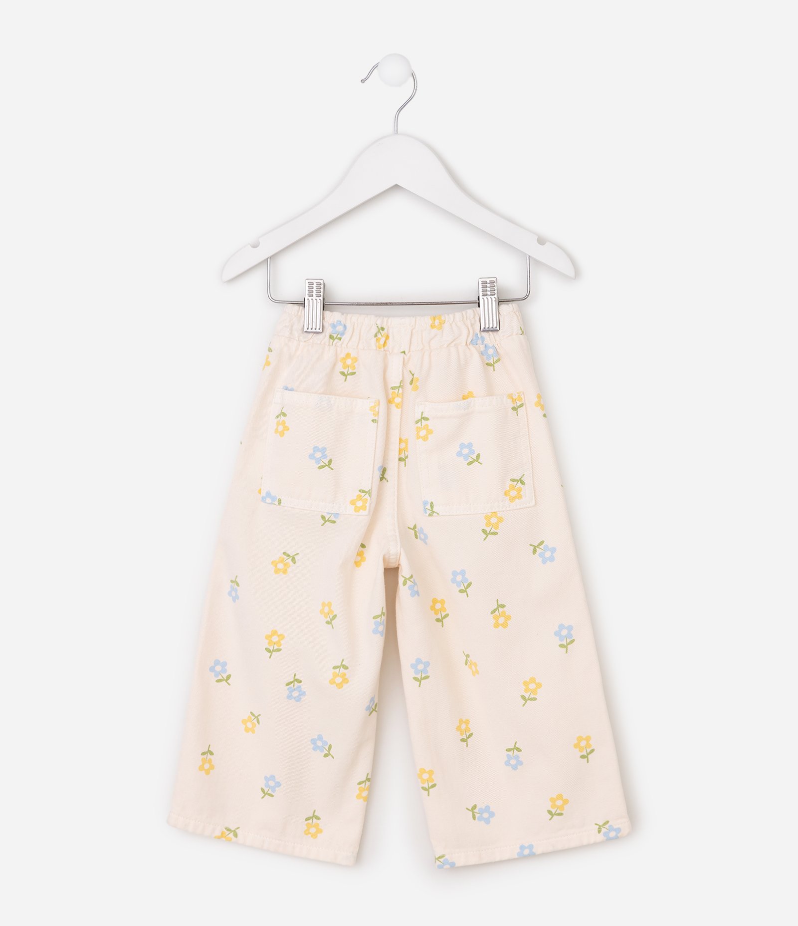 Calça Pantacourt Infantil Em Algodão Estampa Floral Delicada - Tam 1 a 6 Anos Bege 8