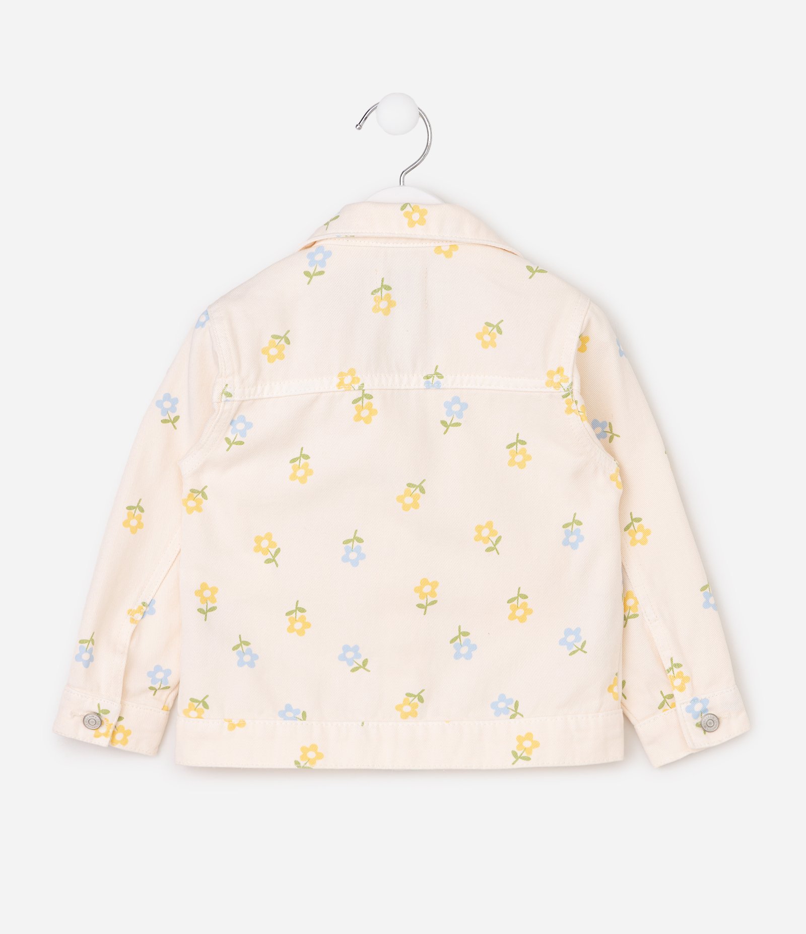 Jaqueta Infantil Em Algodão Estampa Floral com Bolso Frontal Tam 1 a 6 Anos Bege 4