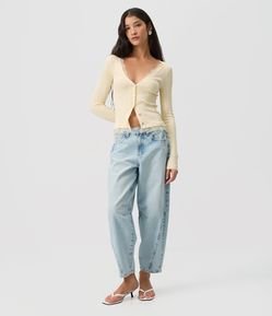 Calça Jeans Ballon com Lavagem Clara