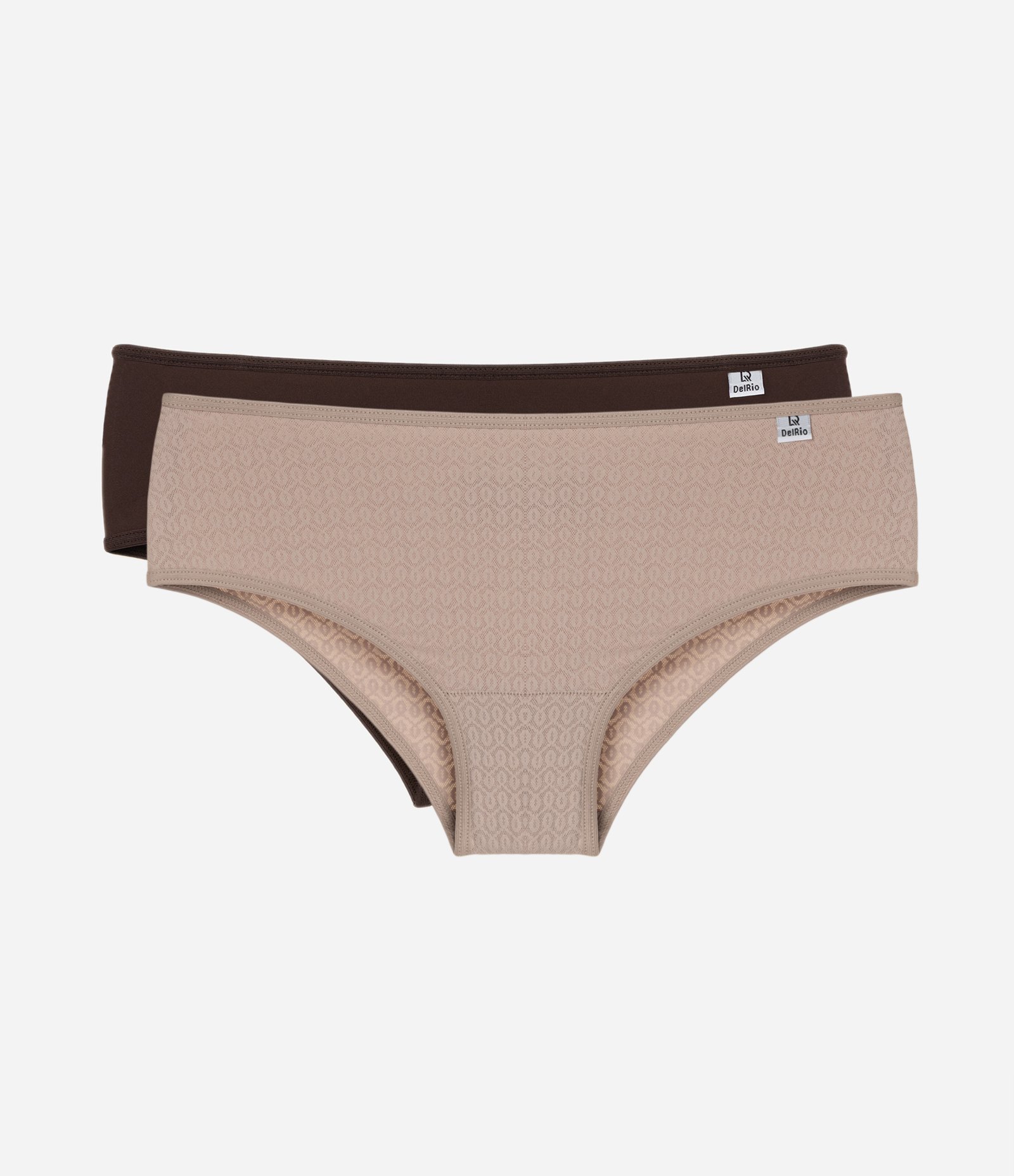 Kit 02 Calcinhas Largas em Microfibra Del Rio Bege/Marrom 1