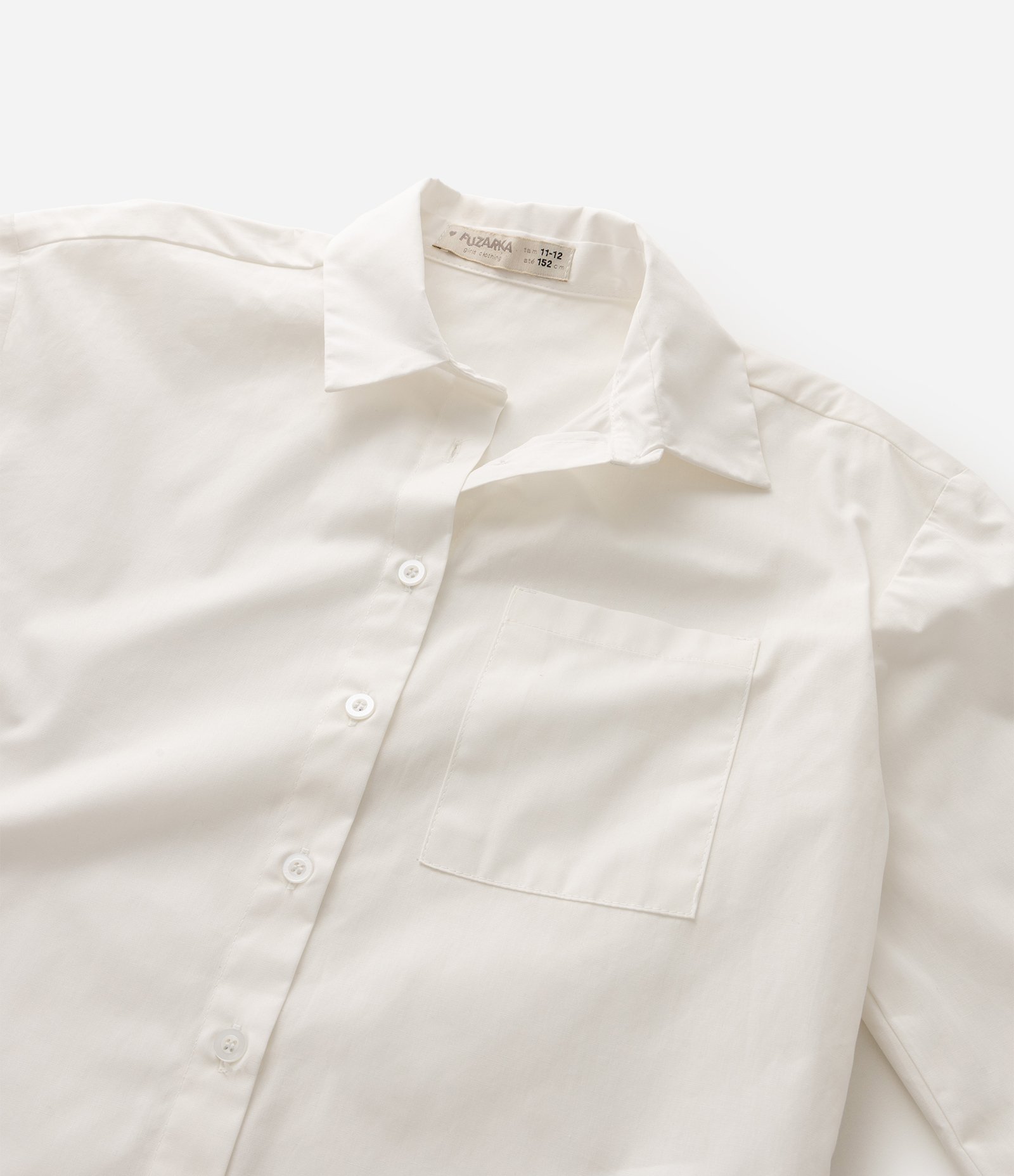 Camisa Infantil Em Algodão Com Colarinho e Lacinhos - Tam 5 a 16 Anos Branco 5