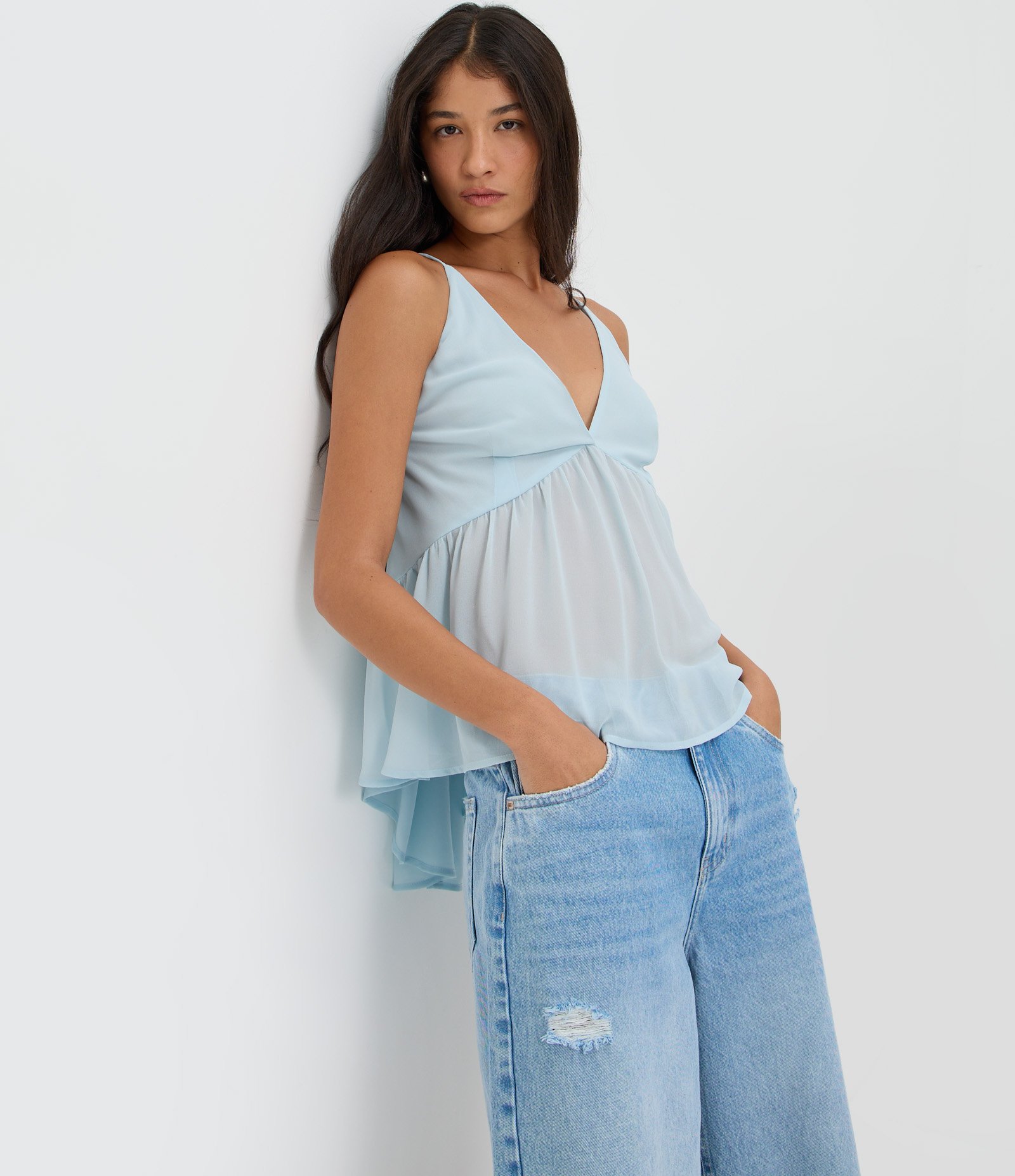 Bermuda Jorts em Jeans com Puídos e Bolsos Azul 2