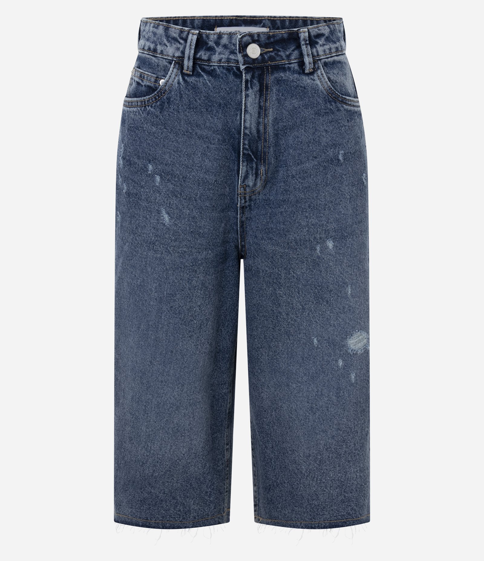 Bermuda Jorts em Jeans com Puídos Azul Escuro 5