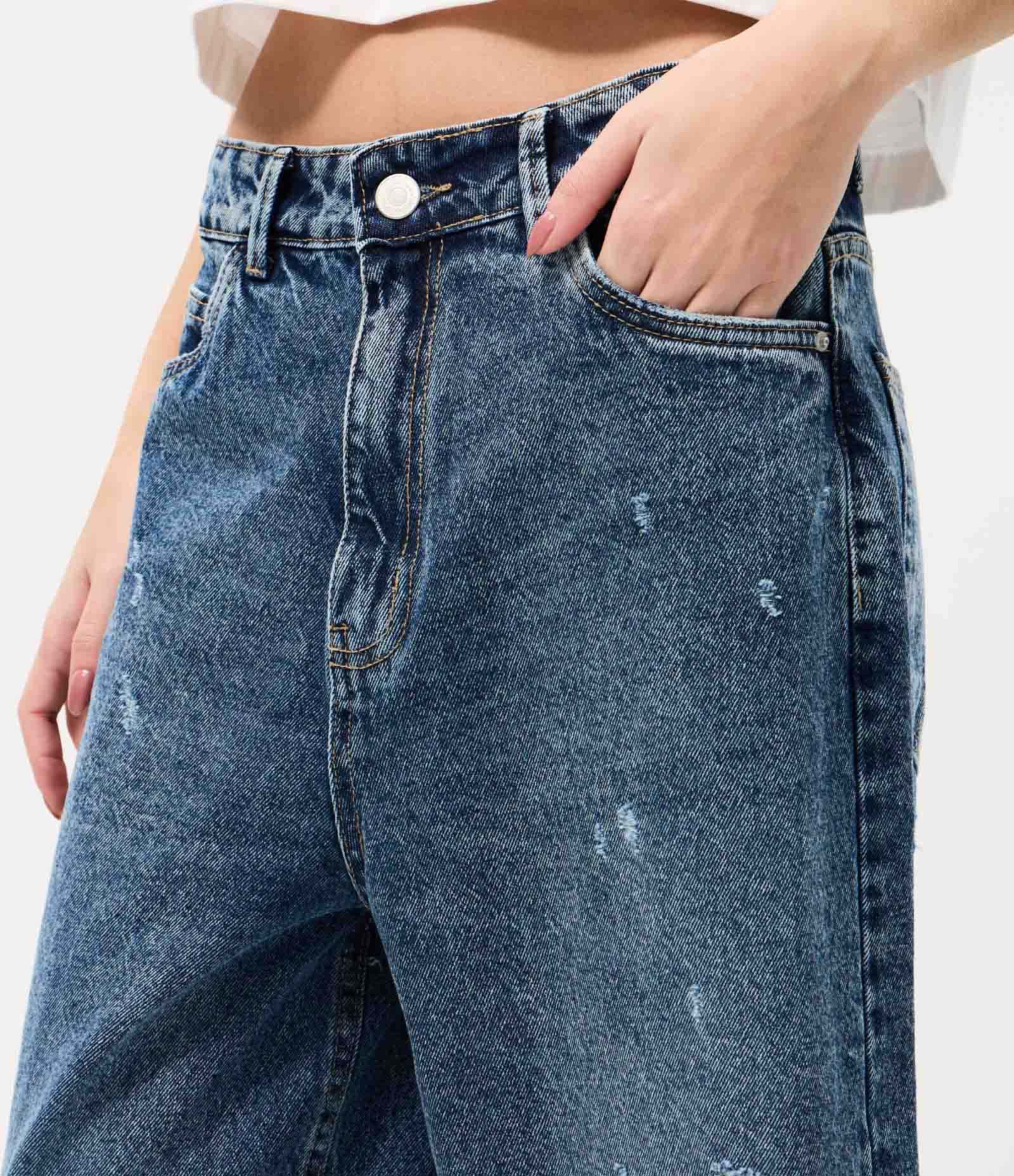 Bermuda Jorts em Jeans com Puídos Azul Escuro 3